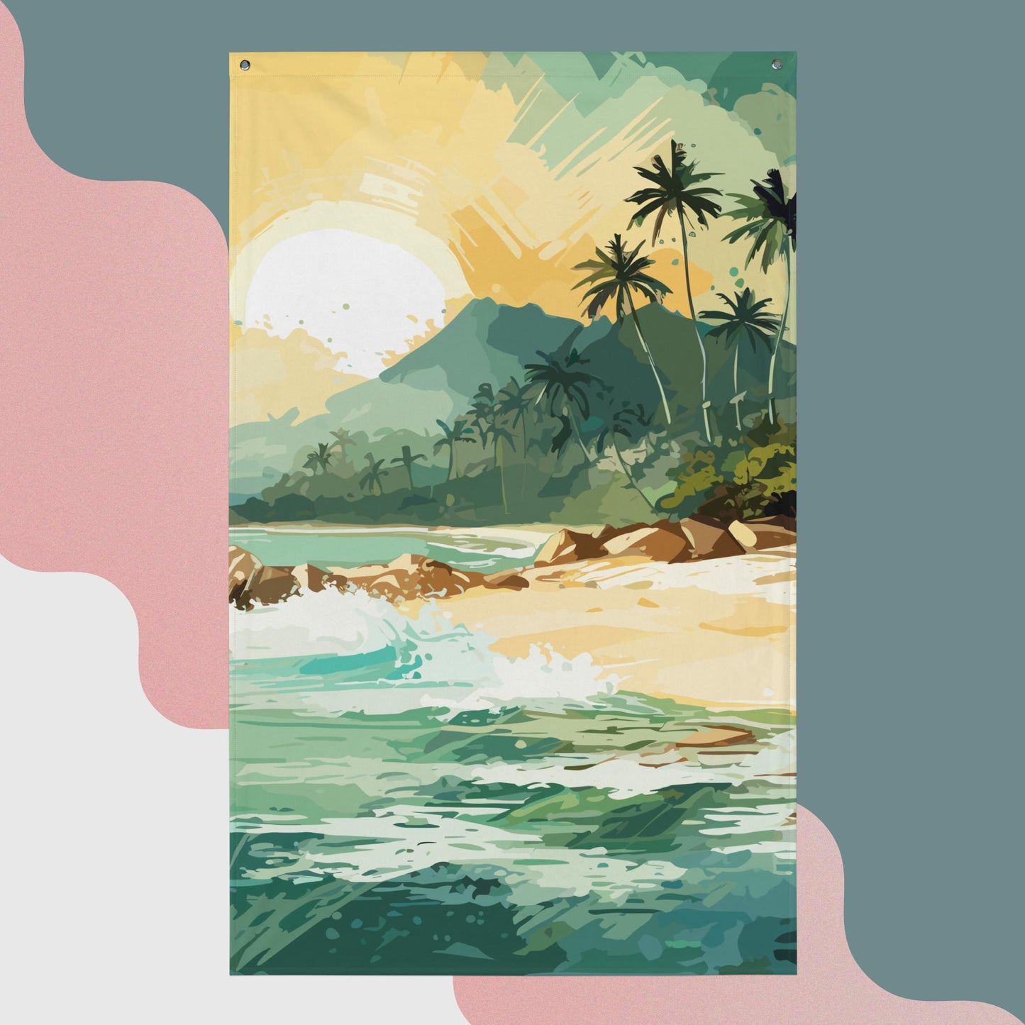 Tropical Island Beach Flag Poster