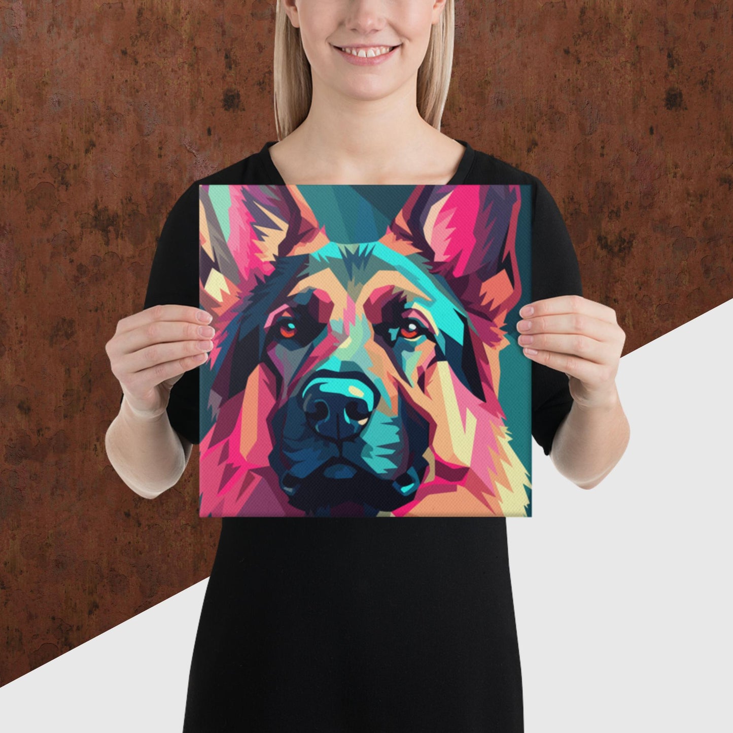 Green and Pink Dog Canvas Poster