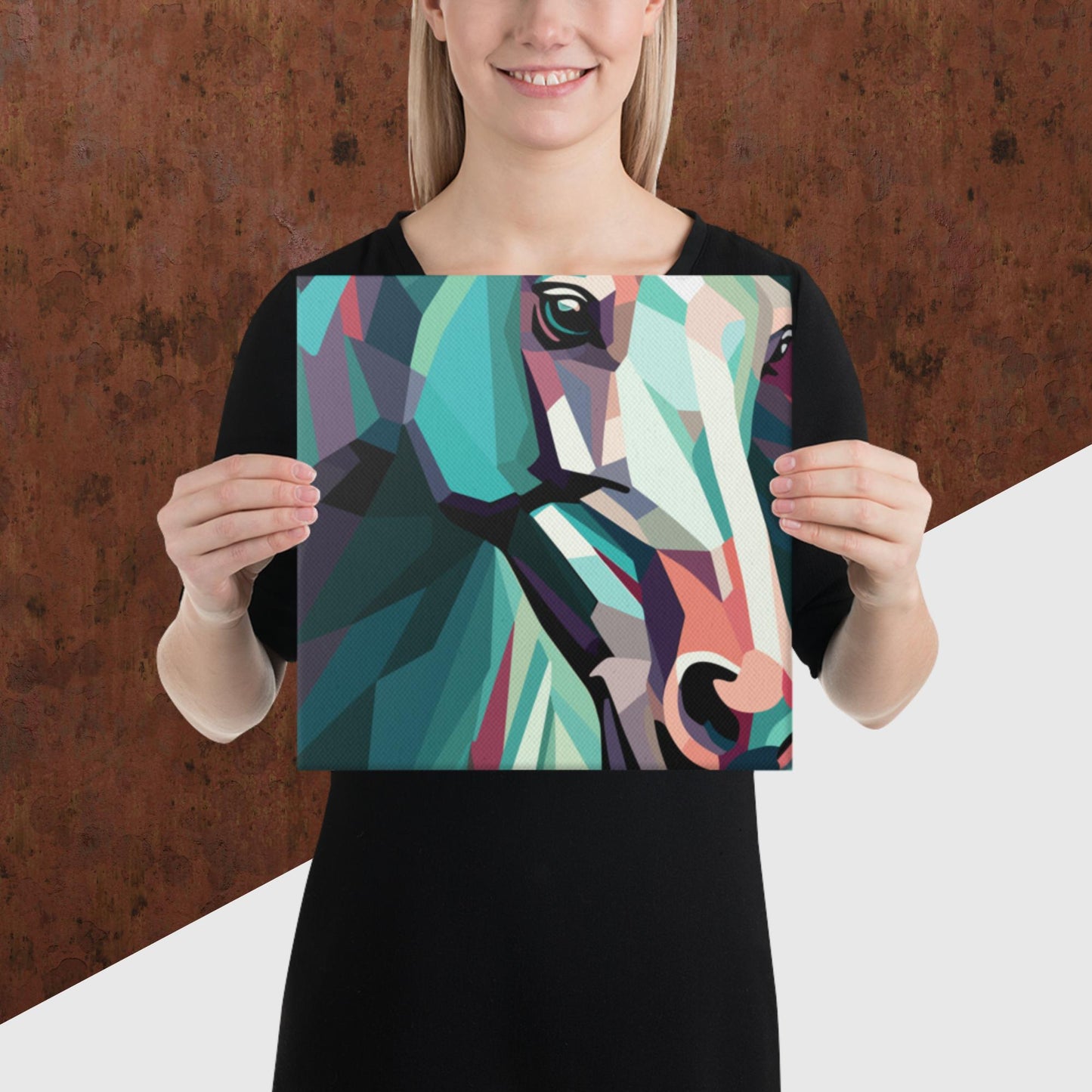 Green and Pink Horse Canvas Poster