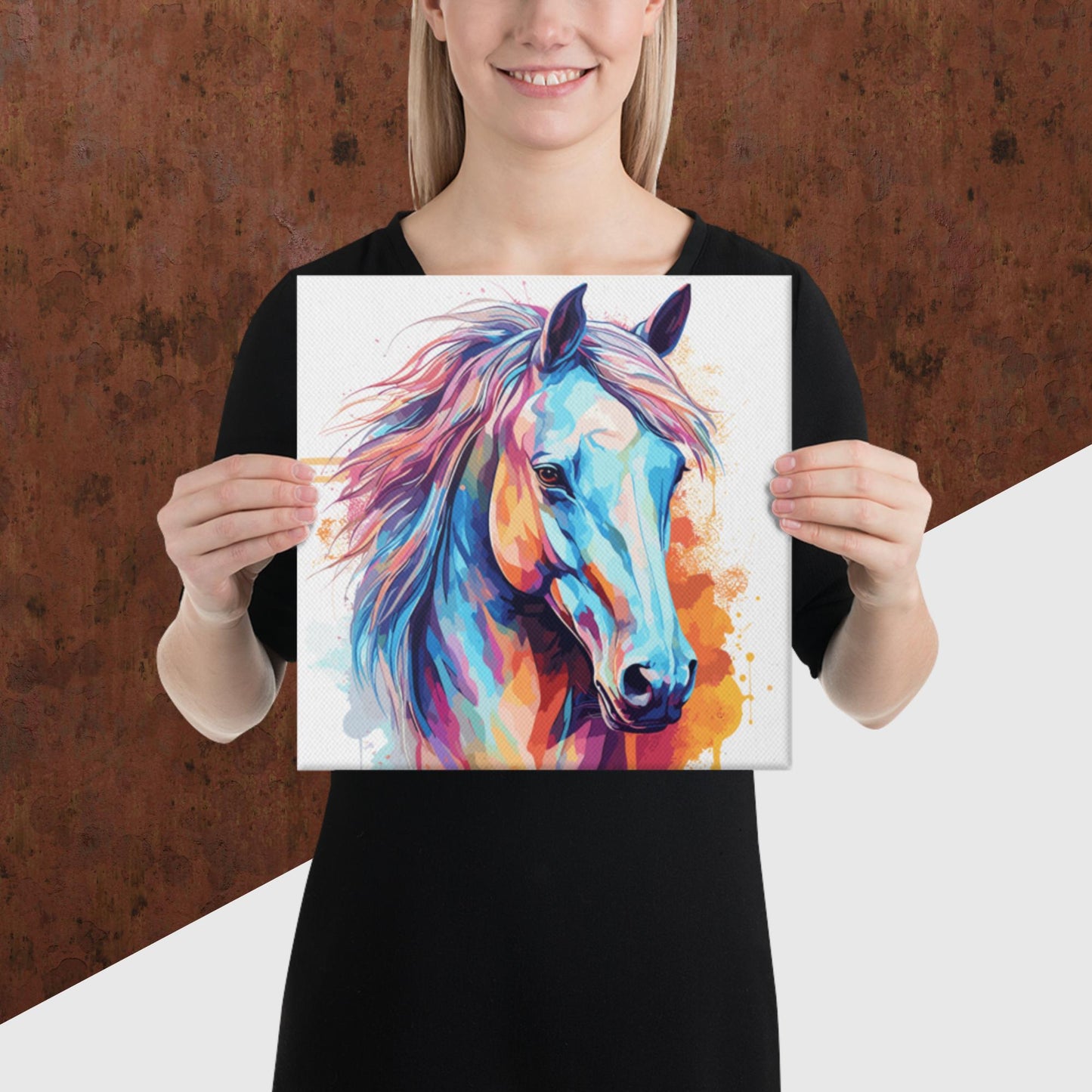 Rainbow Paint Horse Canvas Poster