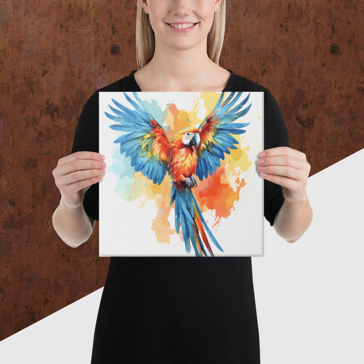 Rainbow Paint Parrot Canvas Poster