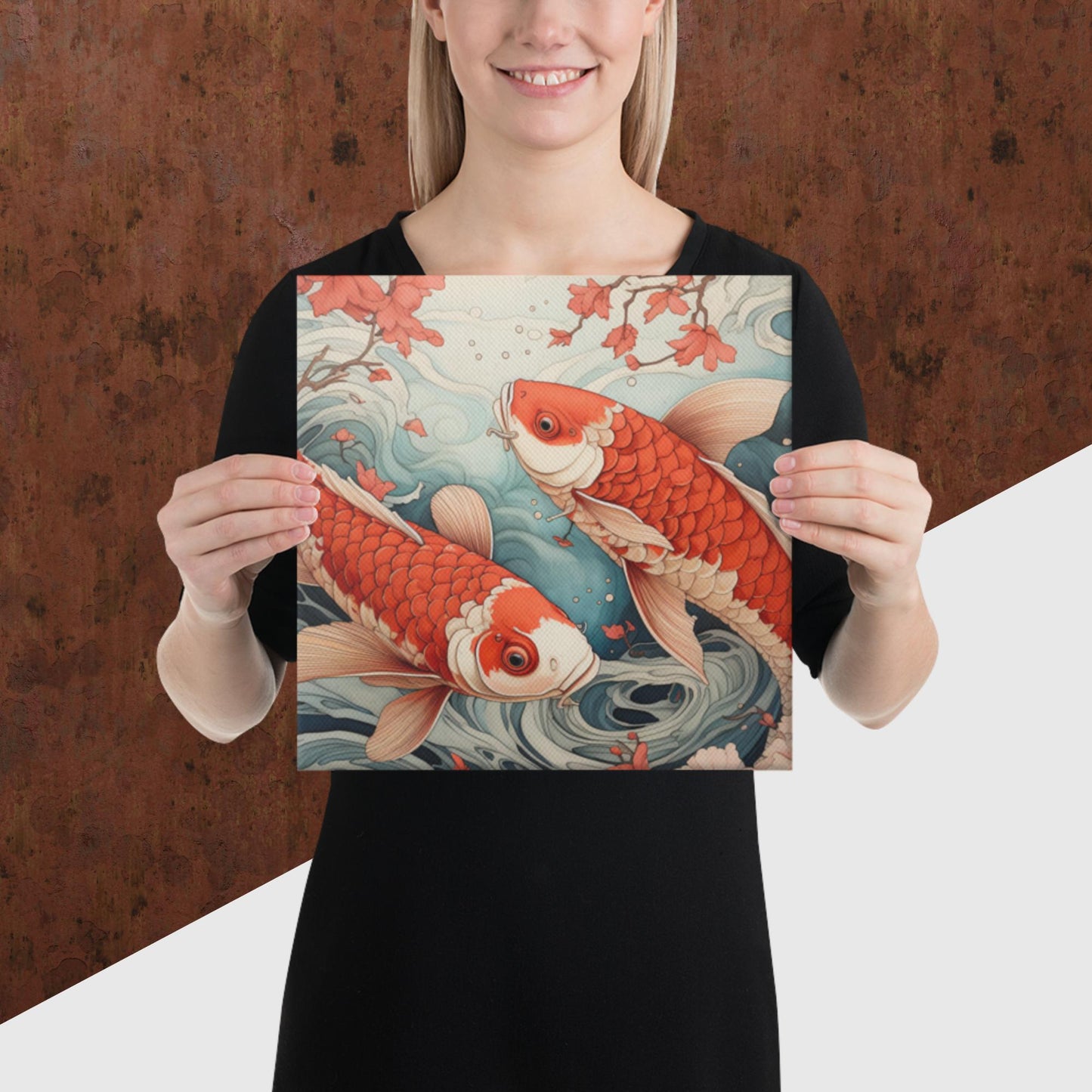 Ukiyo-e Koi Fish Canvas Poster
