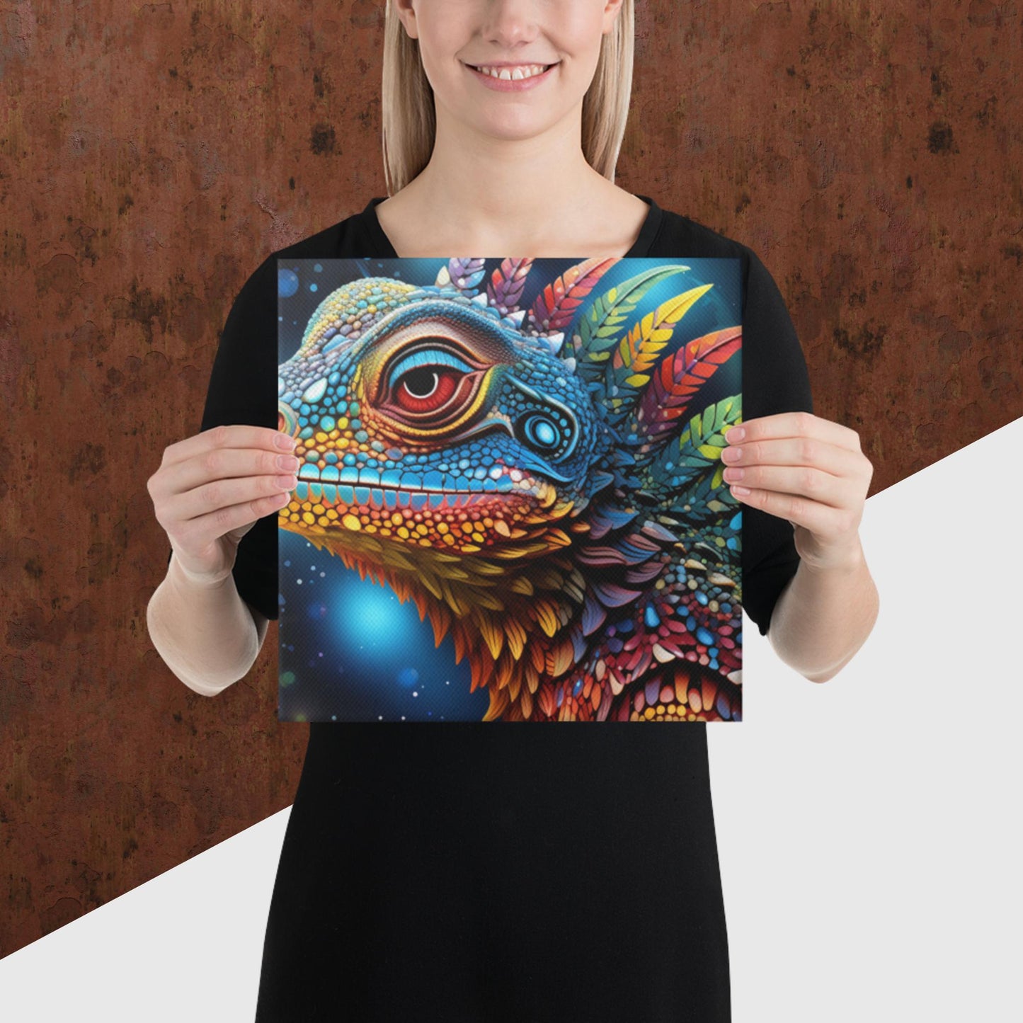 Dot Art Iguana Canvas Poster