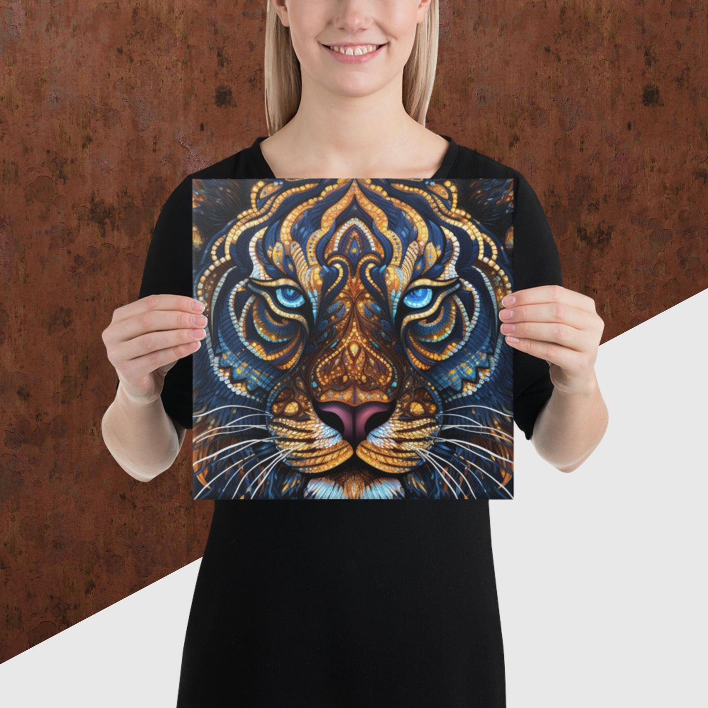 Dot Art Tiger Canvas Poster