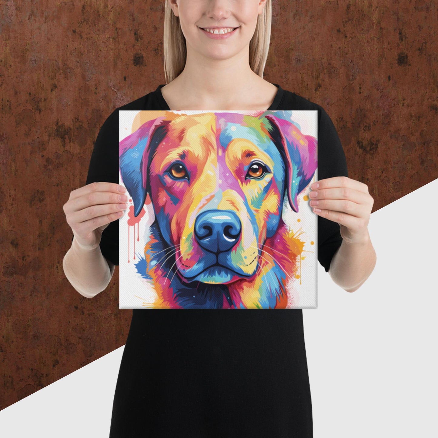 Rainbow Paint Dog Canvas Poster
