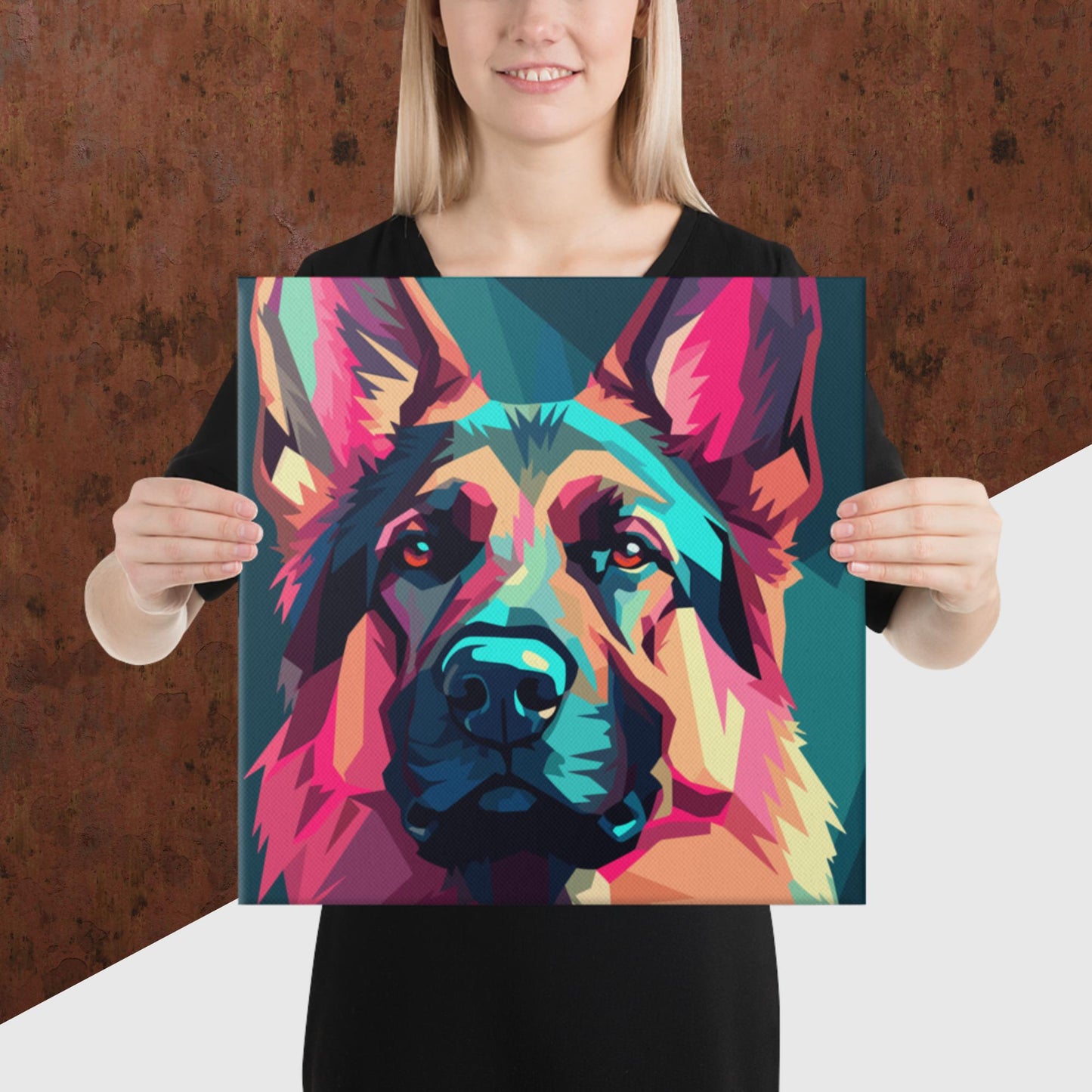 Green and Pink Dog Canvas Poster