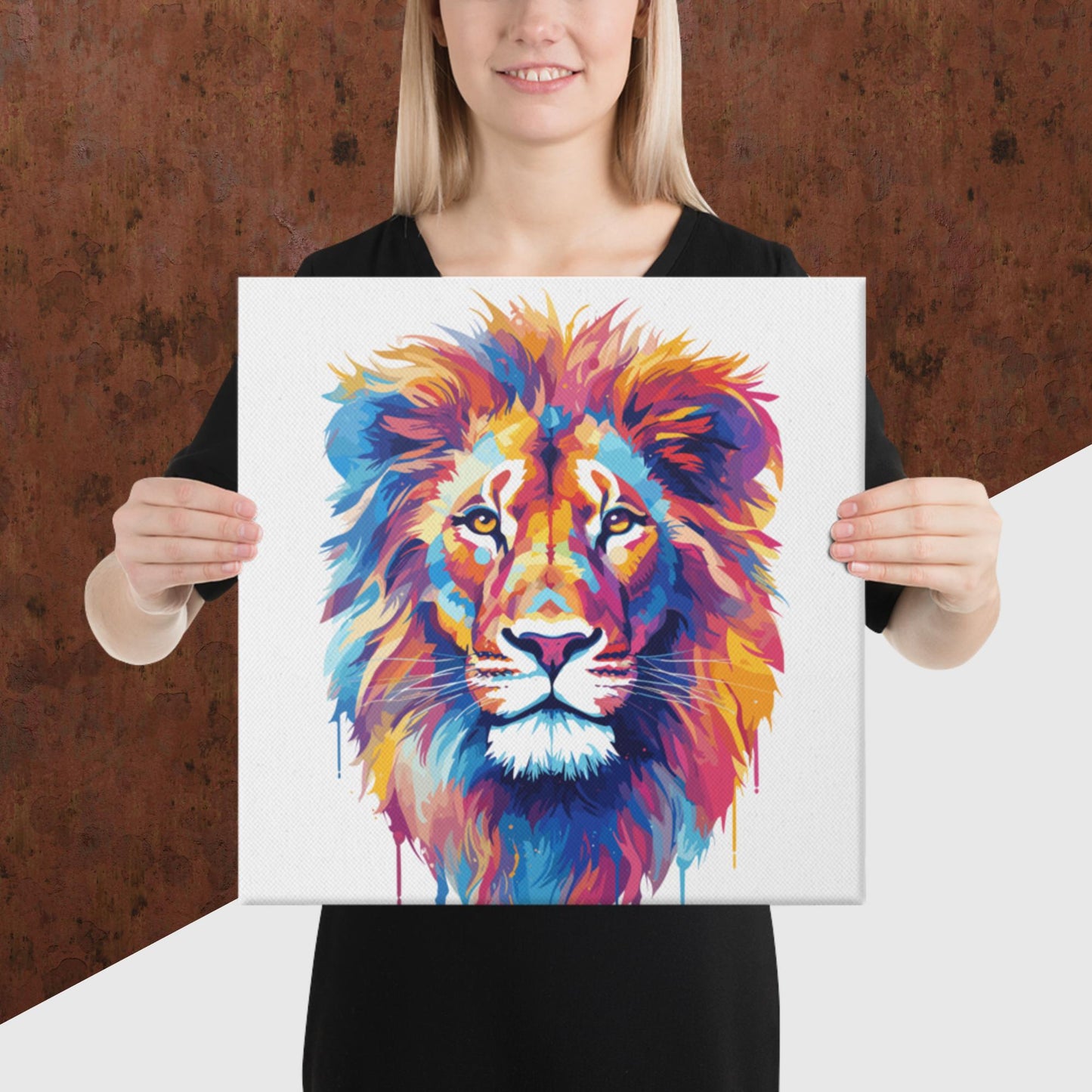 Rainbow Paint Lion Canvas Poster