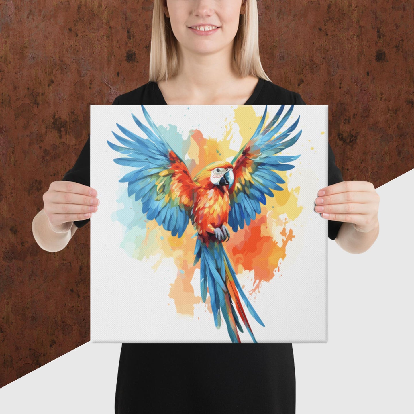 Rainbow Paint Parrot Canvas Poster