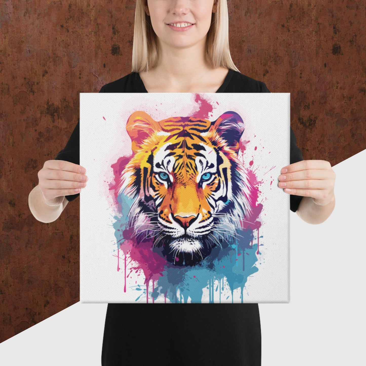 Rainbow Paint Tiger Canvas Poster