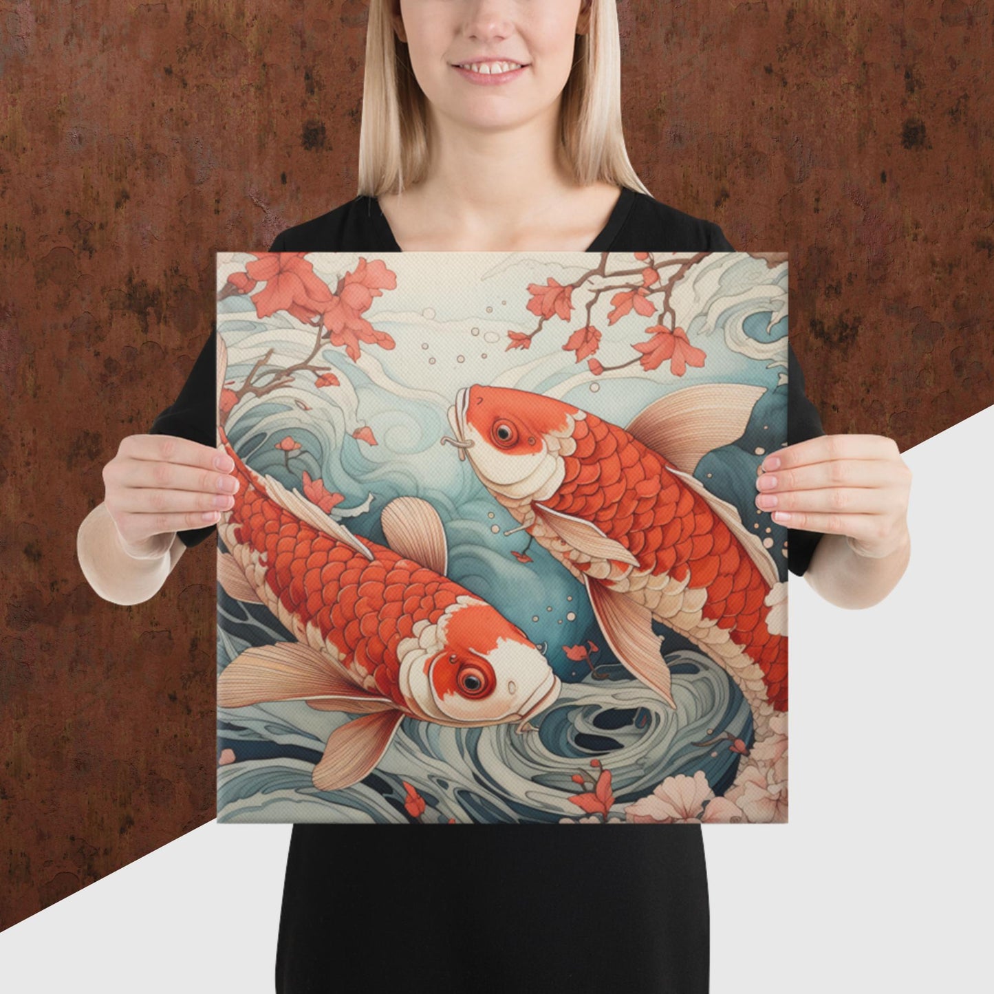 Ukiyo-e Koi Fish Canvas Poster