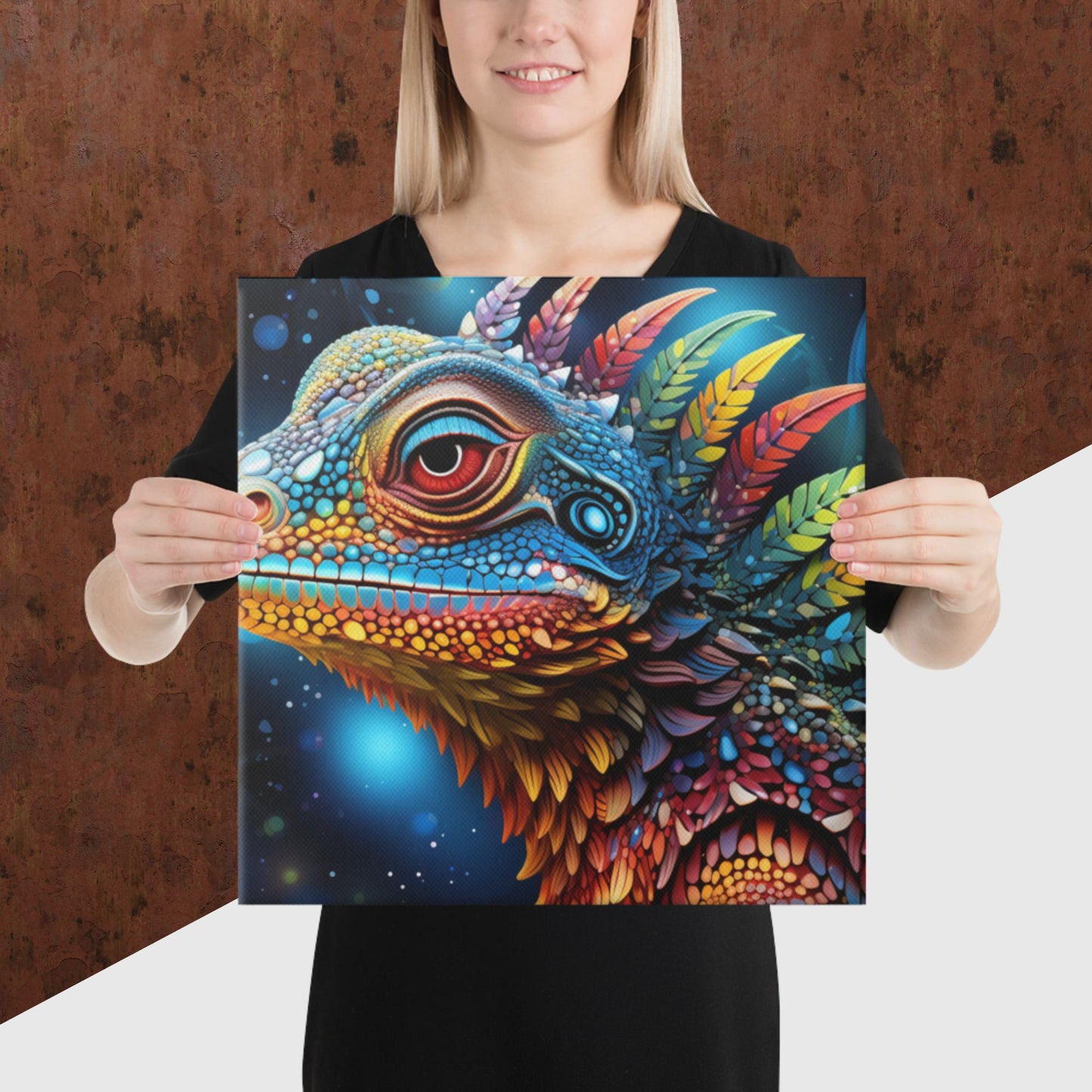 Dot Art Iguana Canvas Poster