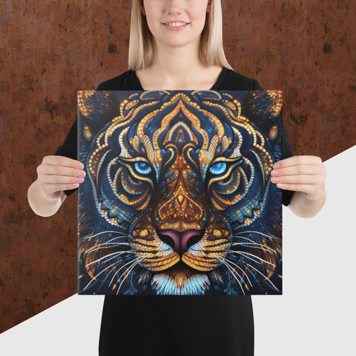 Dot Art Tiger Canvas Poster