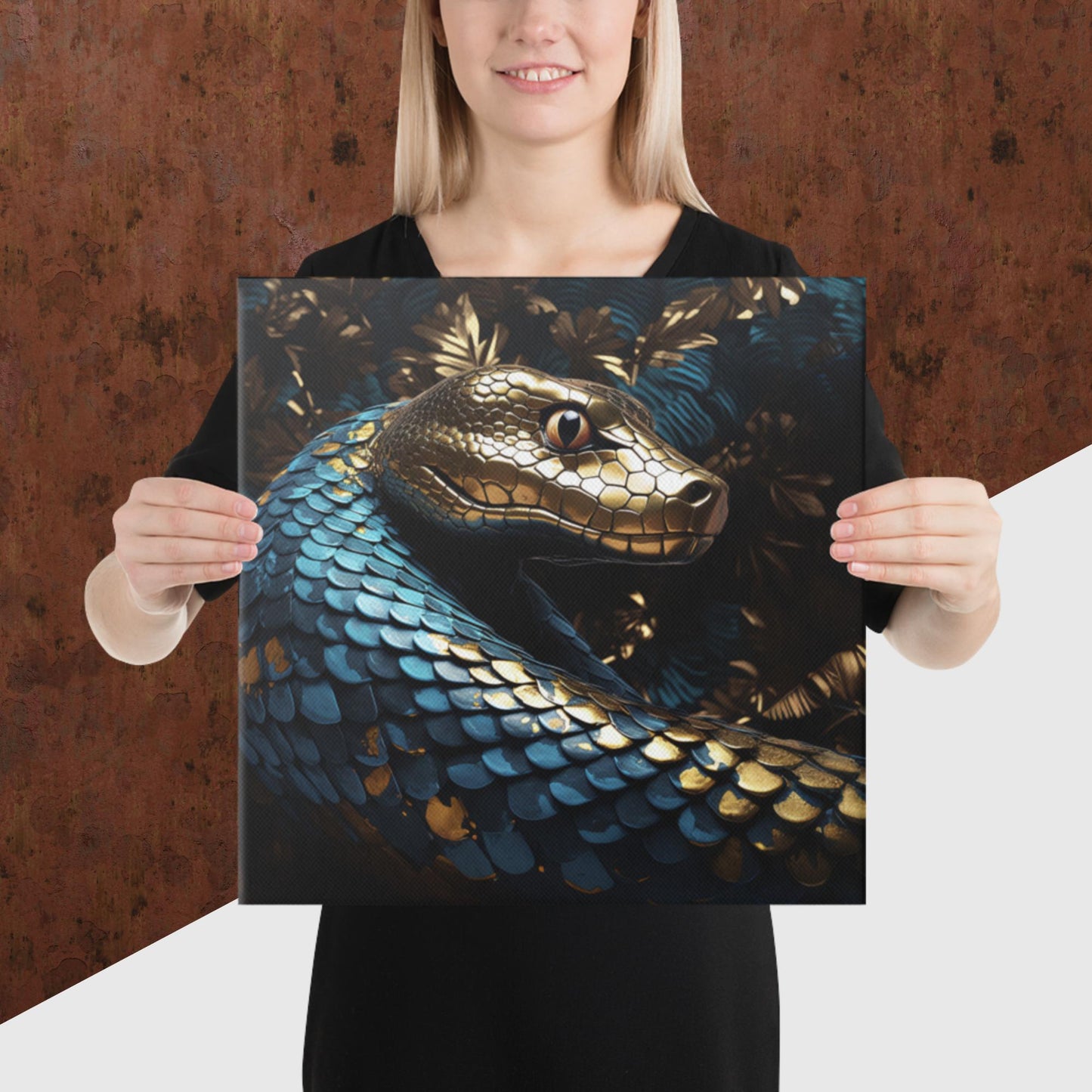 Blue Gold Snake Canvas Poster