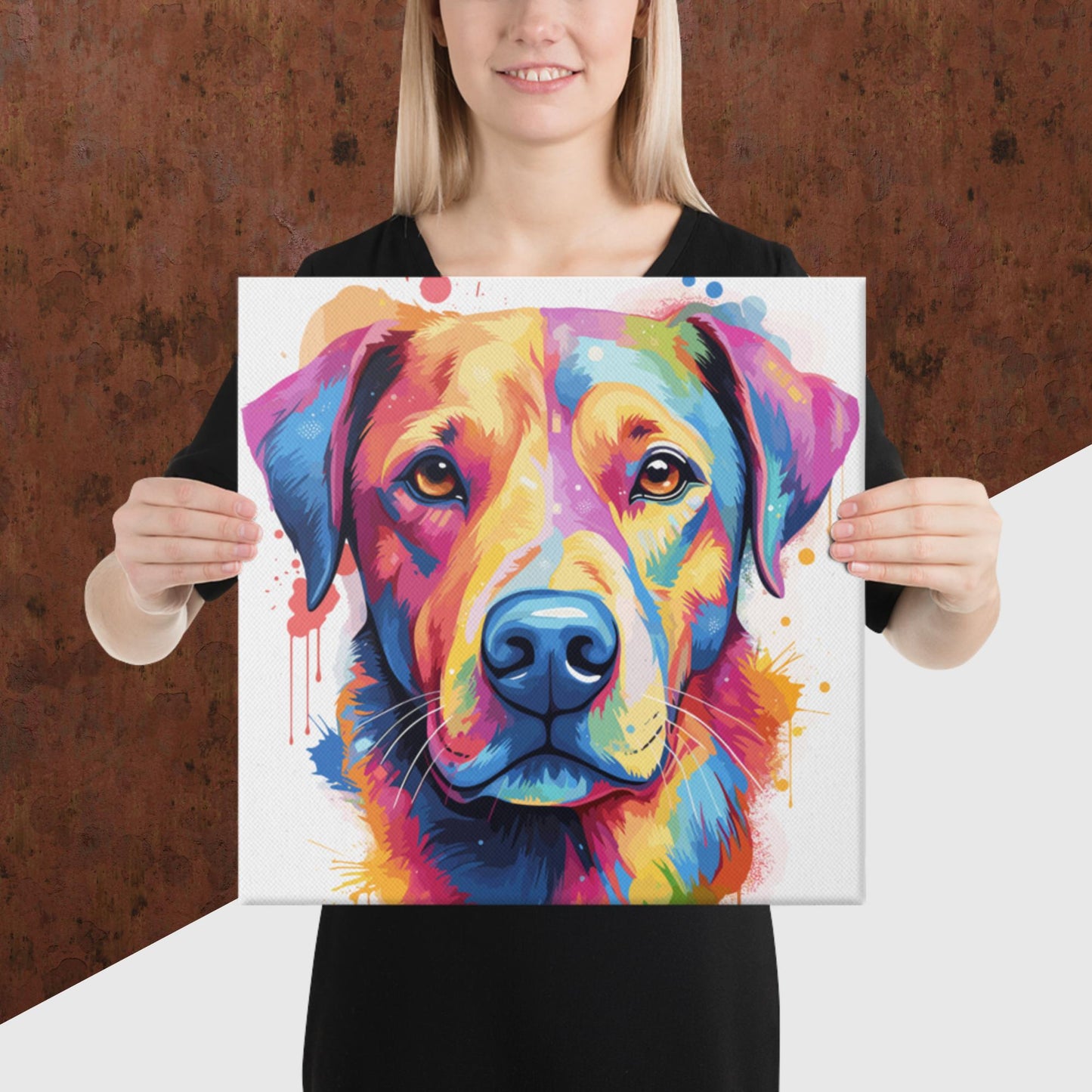 Rainbow Paint Dog Canvas Poster