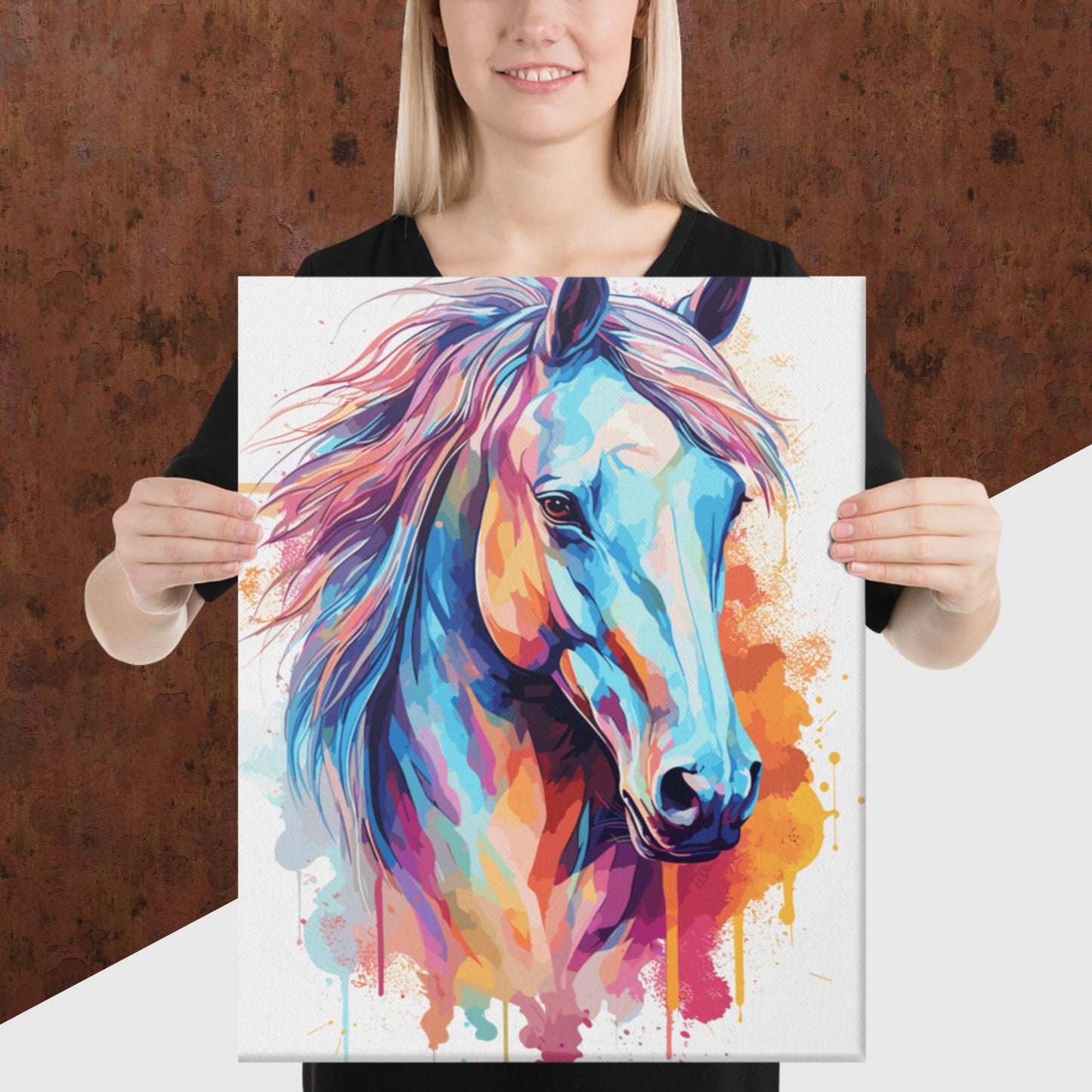 Rainbow Paint Horse Canvas Poster