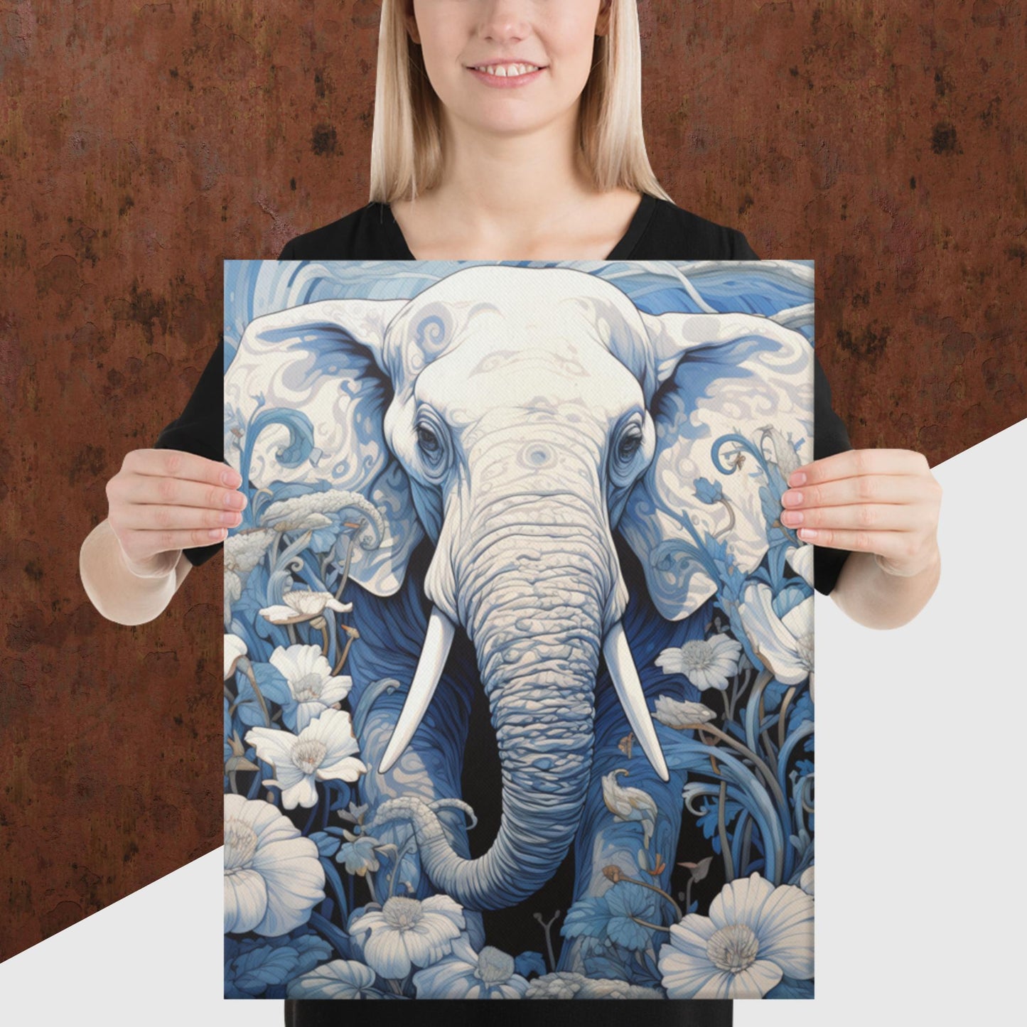 Ukiyo-e Elephant Canvas Poster