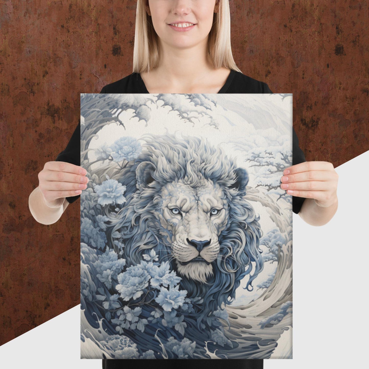 Ukiyo-e Lion Canvas Poster
