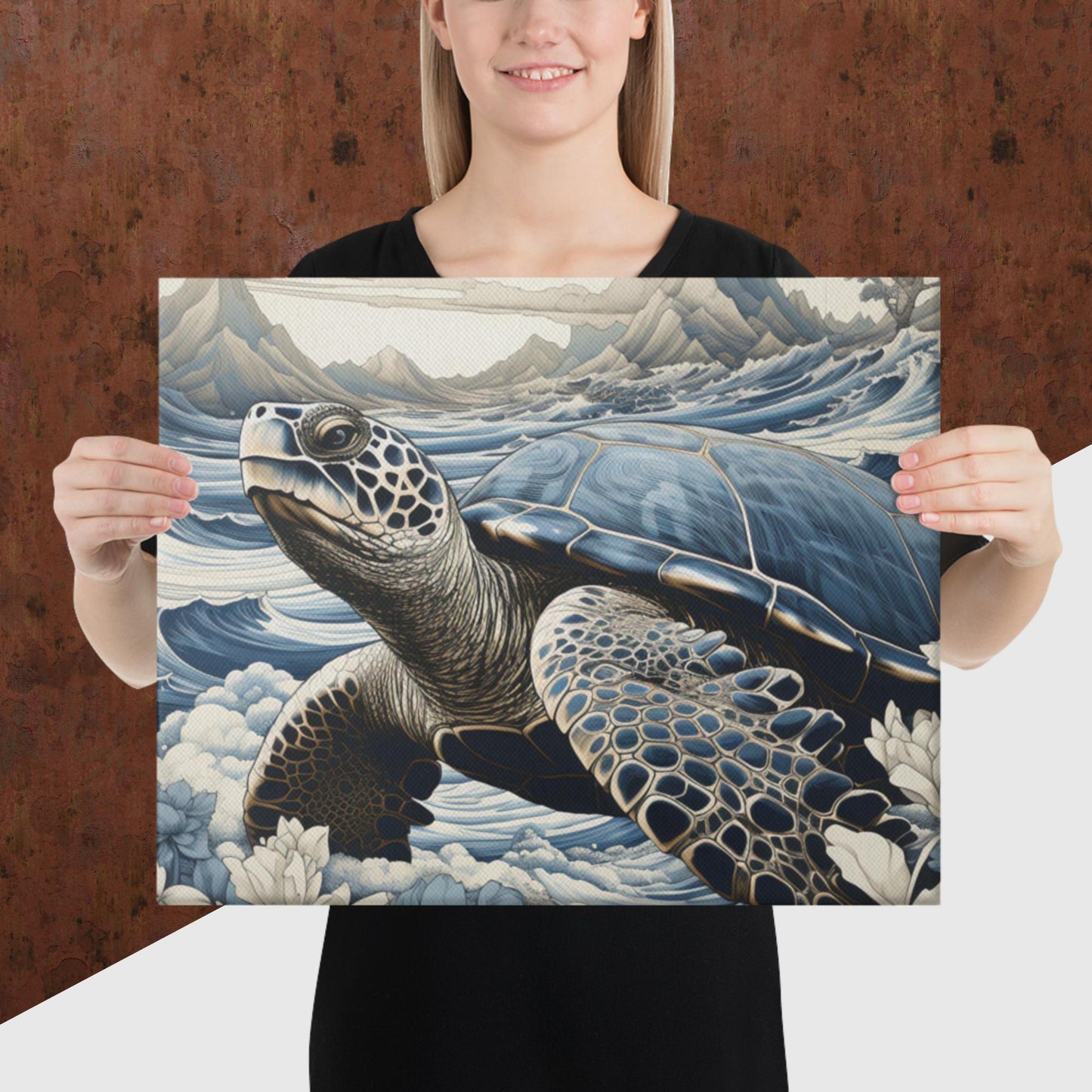 Ukiyo-e Turtle Canvas Poster