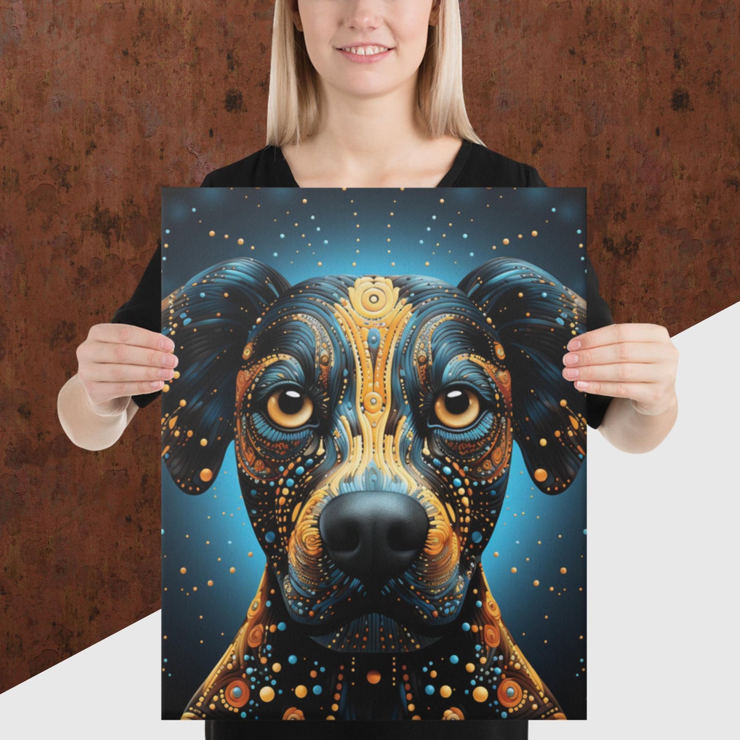Dot Art Dog Canvas Poster