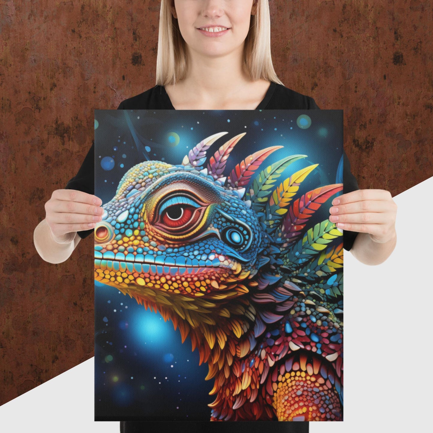 Dot Art Iguana Canvas Poster