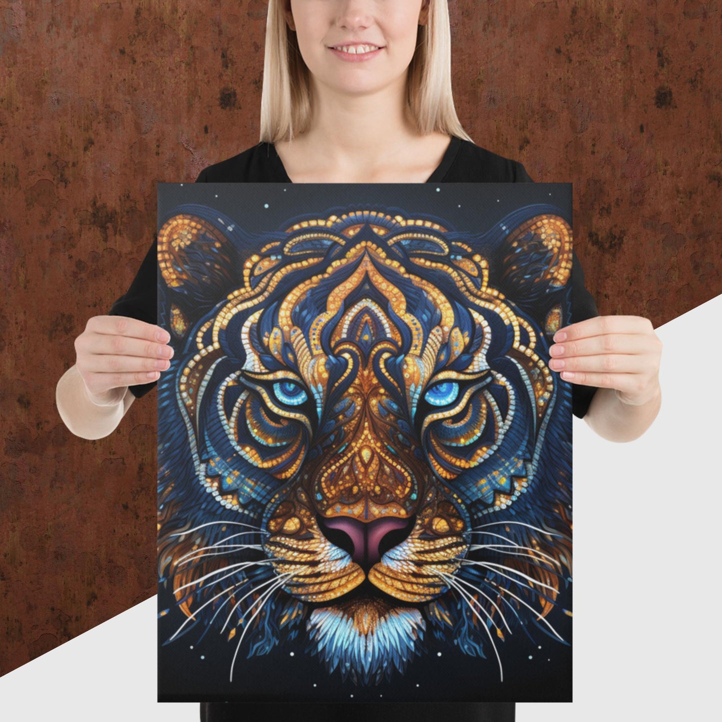 Dot Art Tiger Canvas Poster