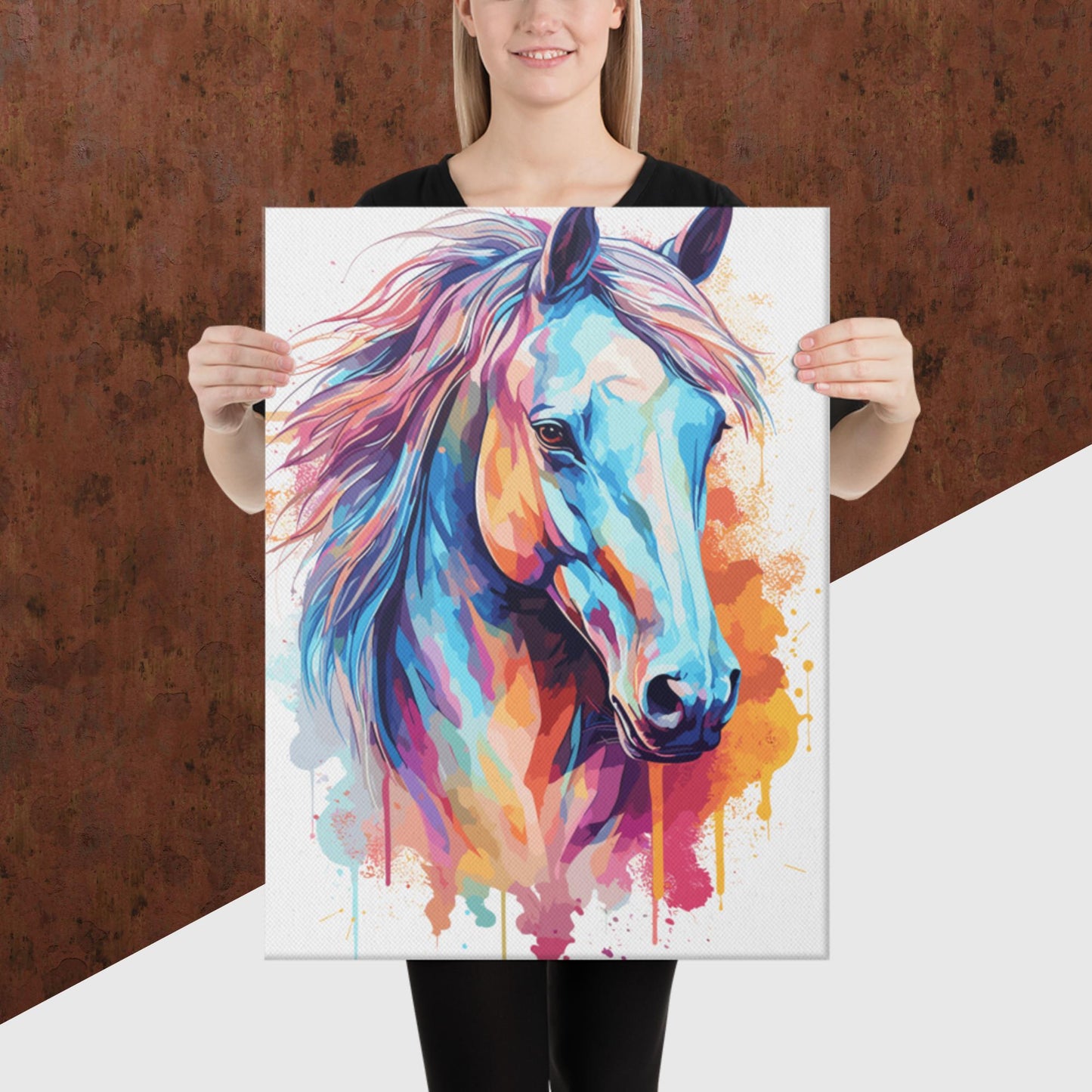 Rainbow Paint Horse Canvas Poster
