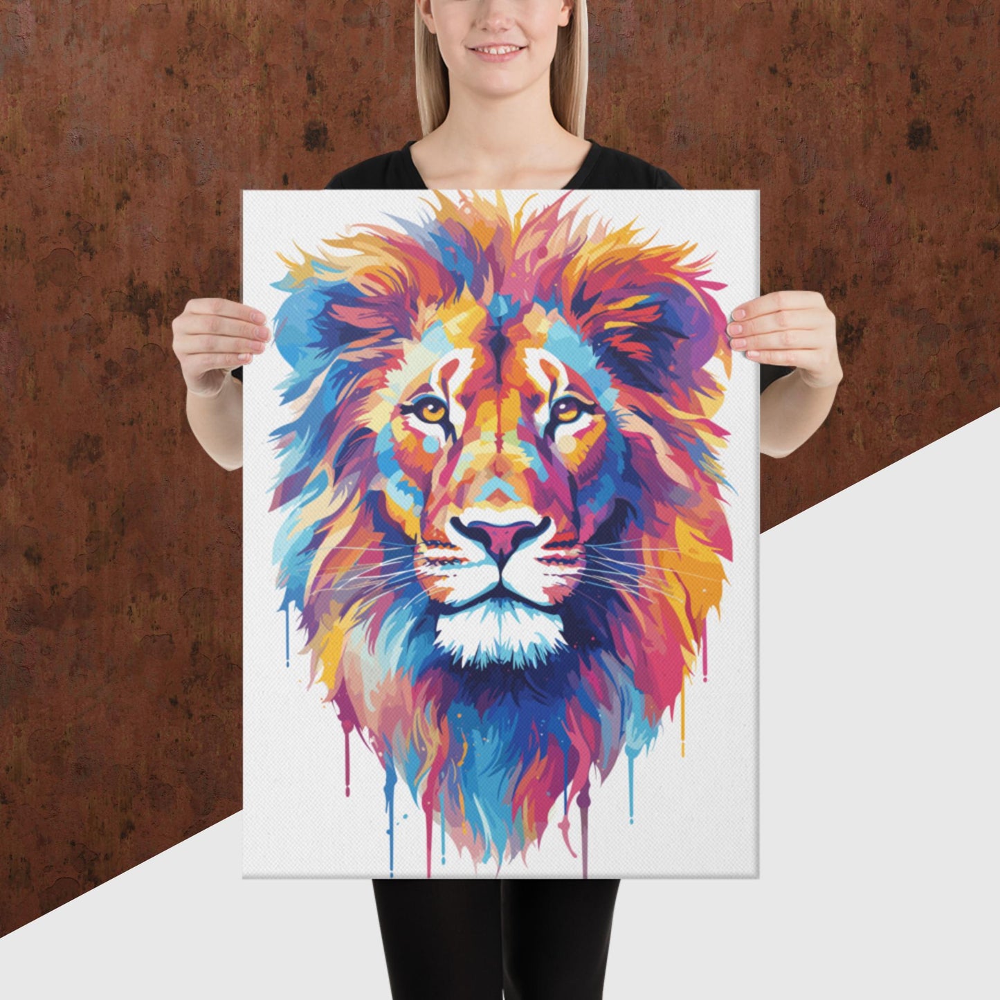Rainbow Paint Lion Canvas Poster