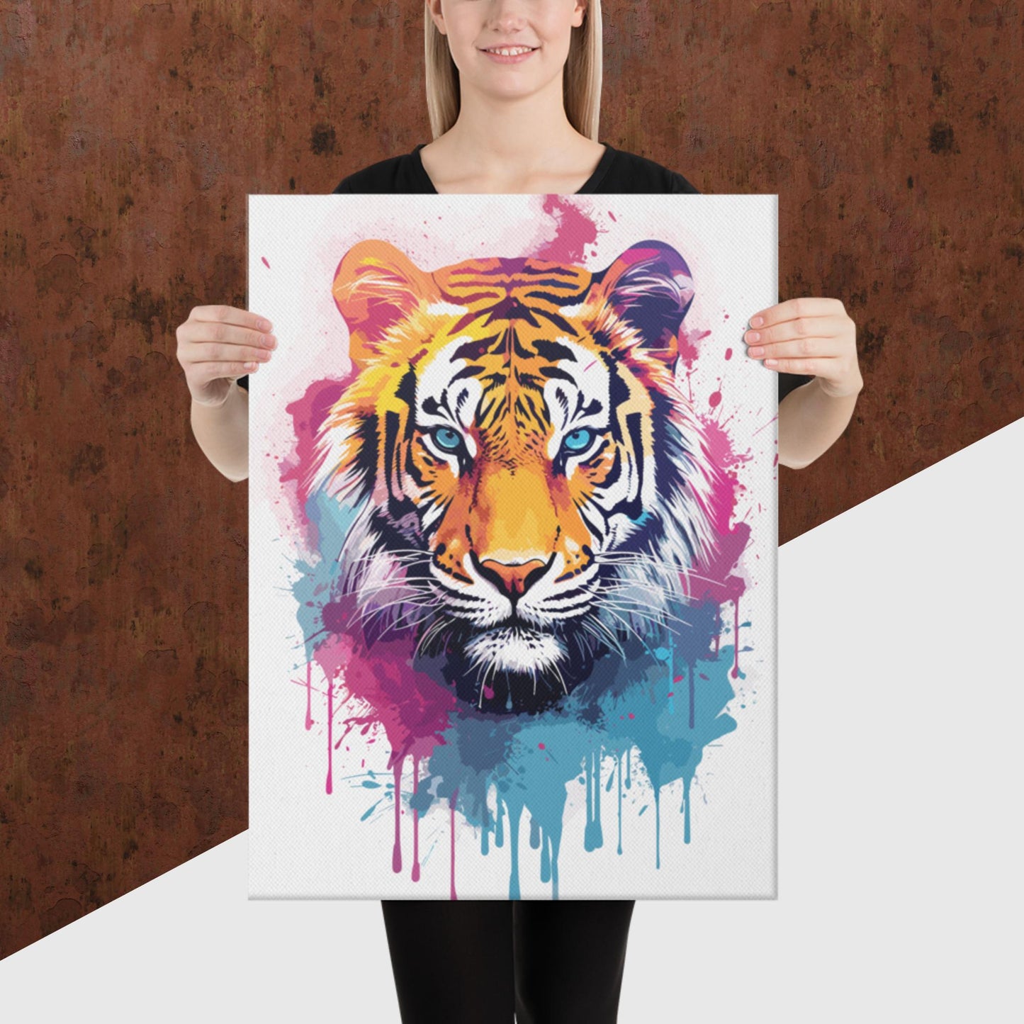 Rainbow Paint Tiger Canvas Poster