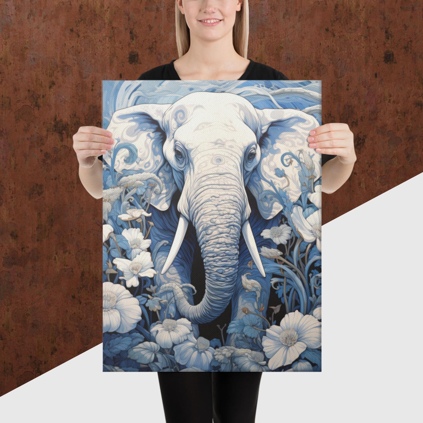Ukiyo-e Elephant Canvas Poster