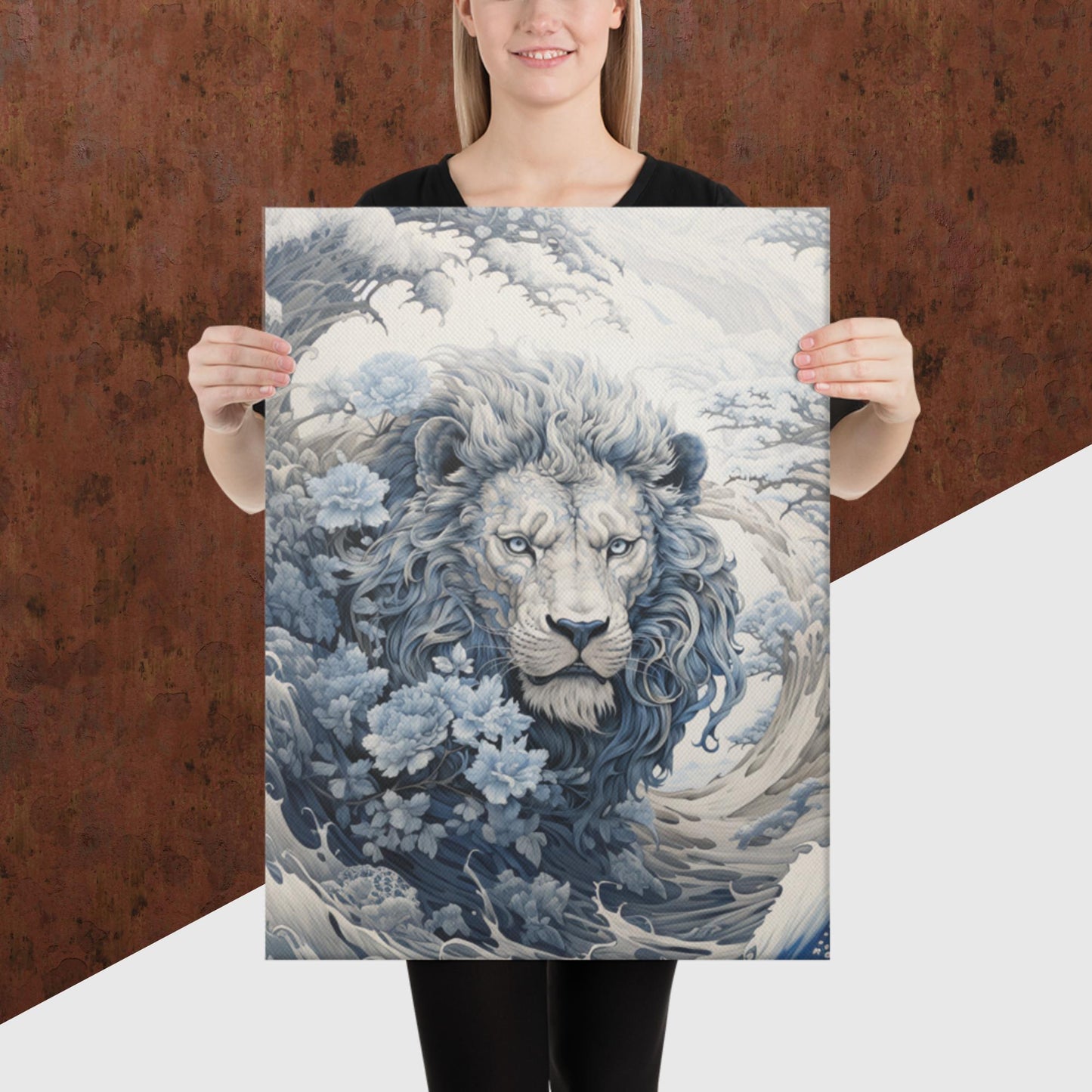 Ukiyo-e Lion Canvas Poster