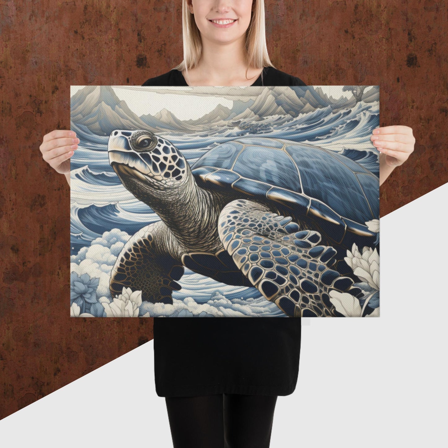 Ukiyo-e Turtle Canvas Poster