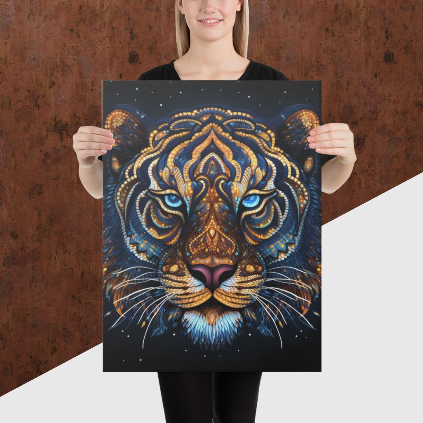Dot Art Tiger Canvas Poster
