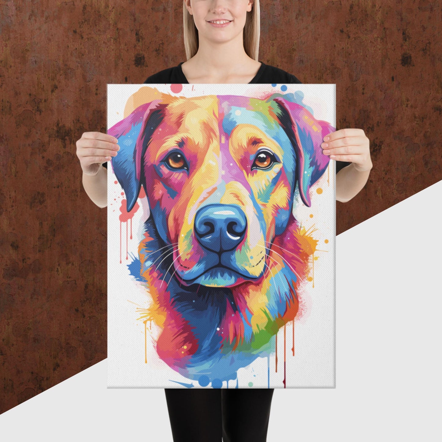 Rainbow Paint Dog Canvas Poster