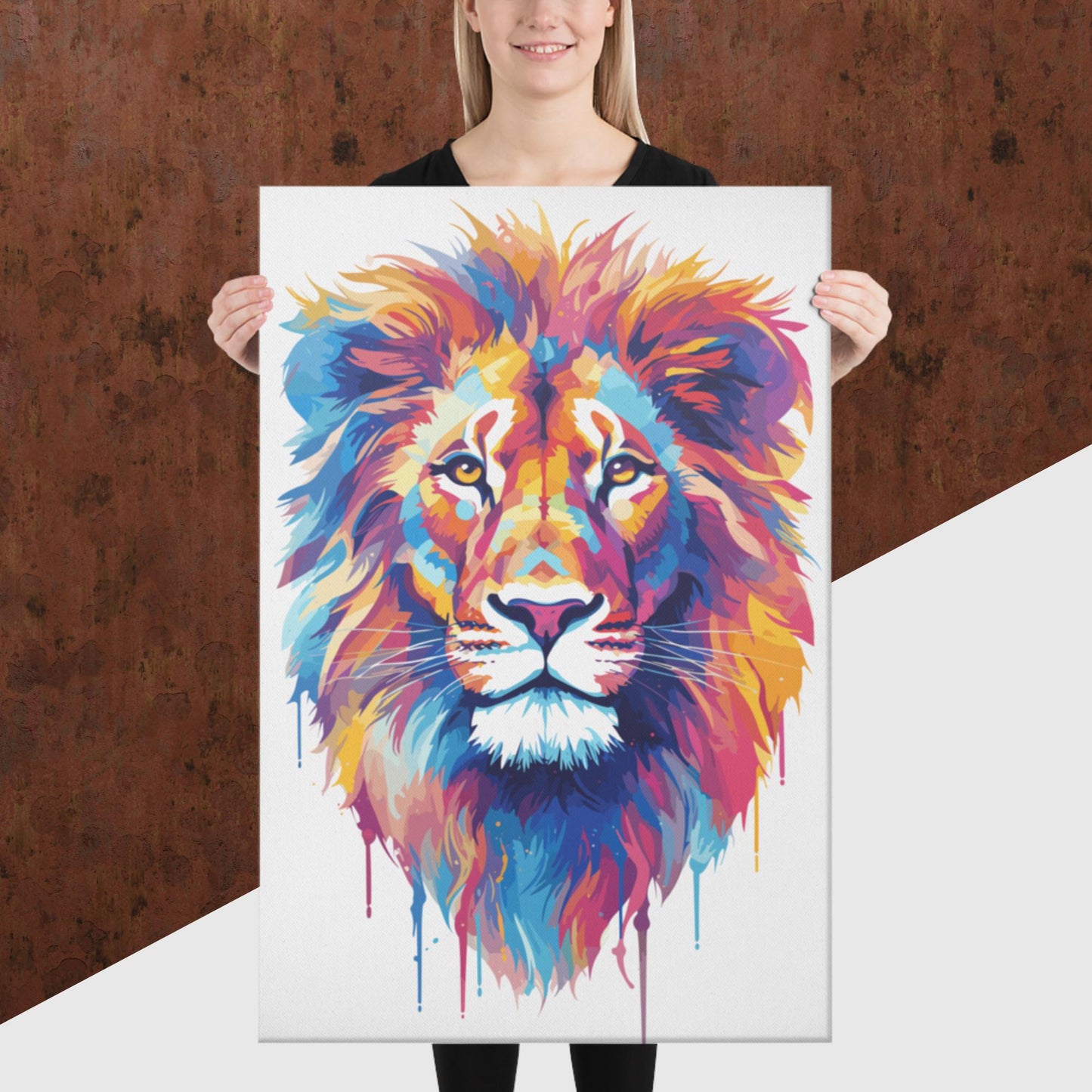 Rainbow Paint Lion Canvas Poster