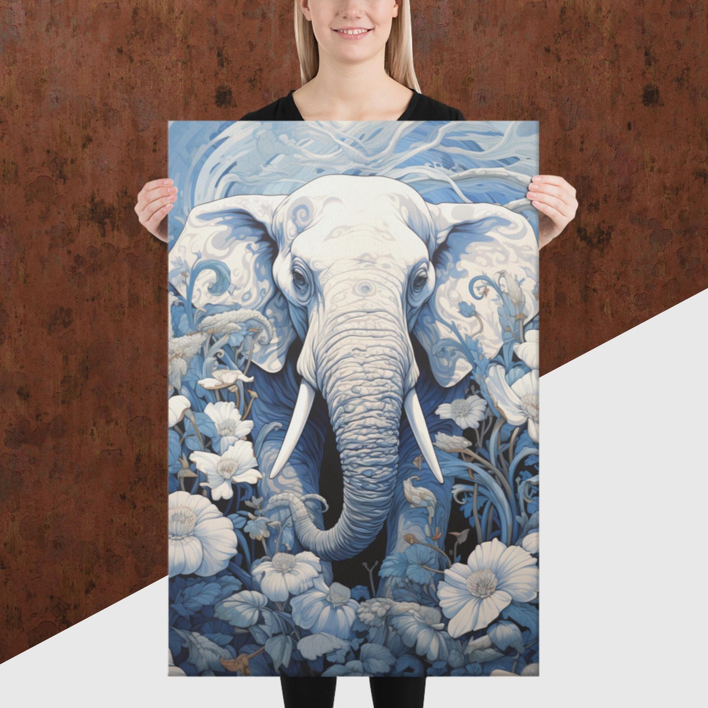 Ukiyo-e Elephant Canvas Poster