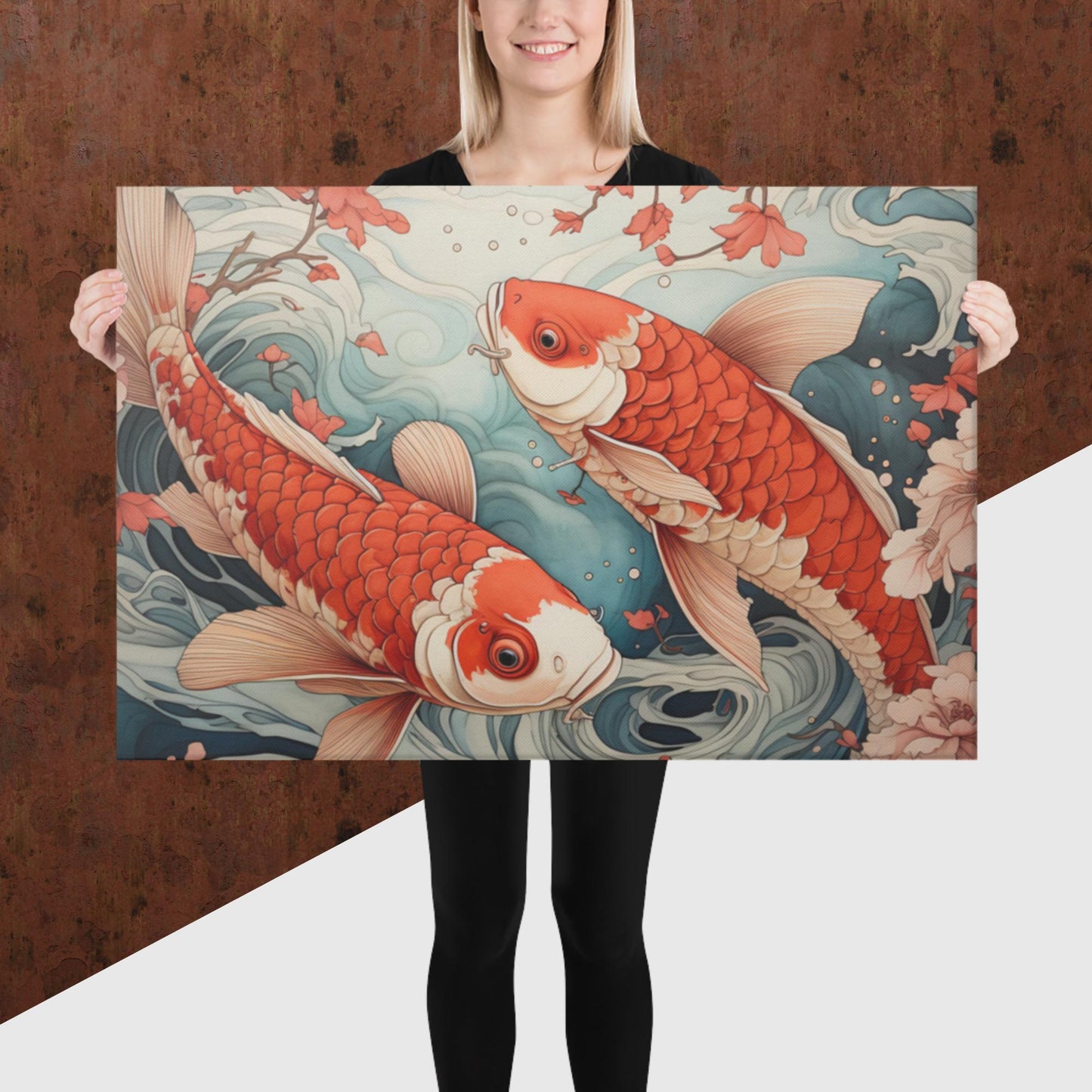 Ukiyo-e Koi Fish Canvas Poster
