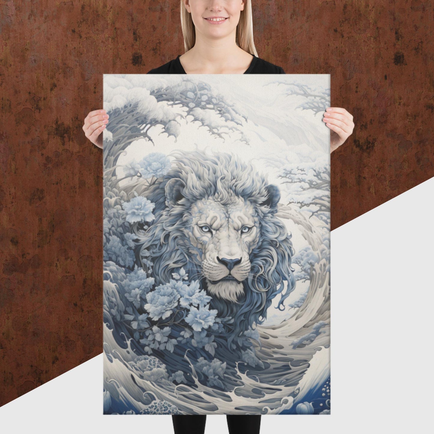Ukiyo-e Lion Canvas Poster