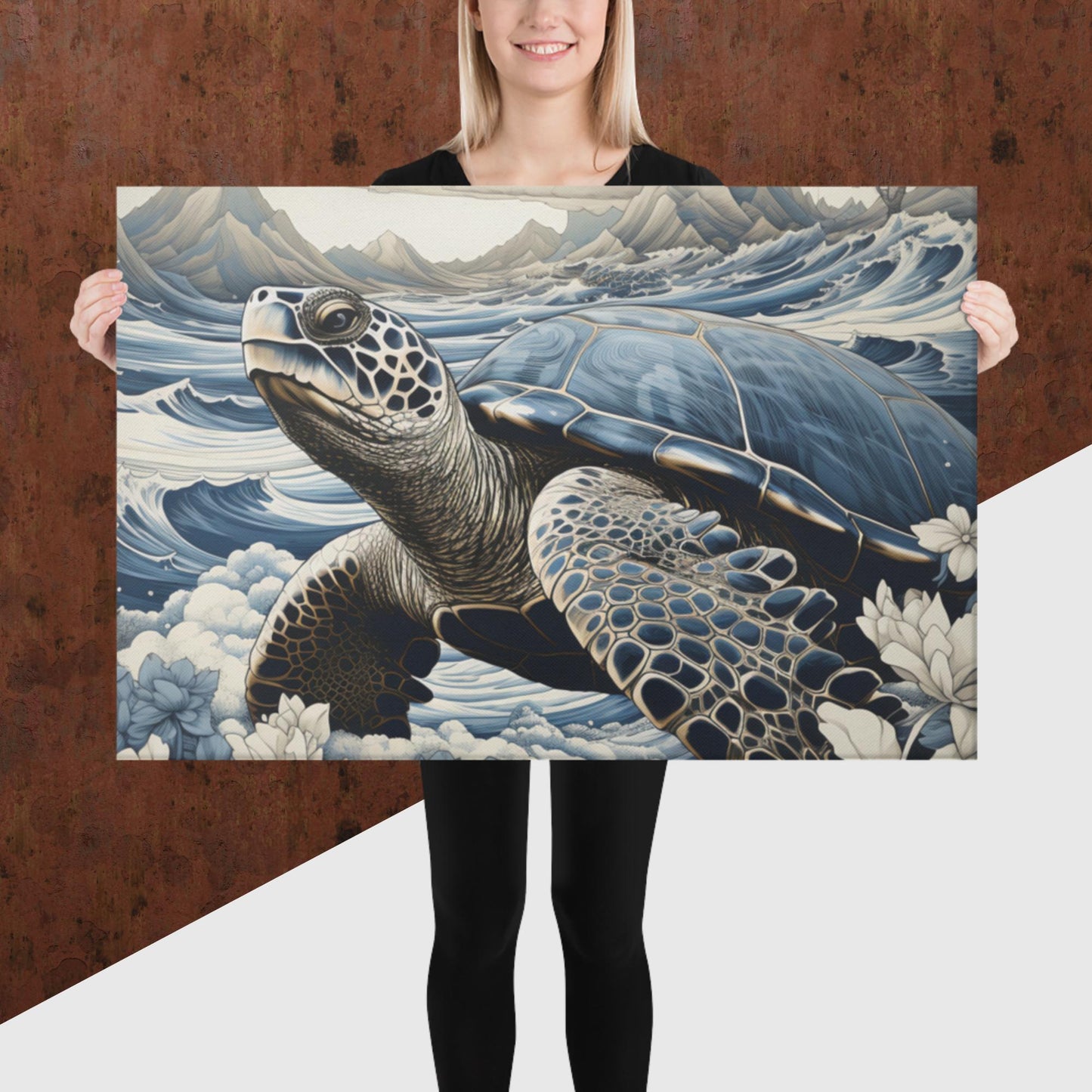 Ukiyo-e Turtle Canvas Poster
