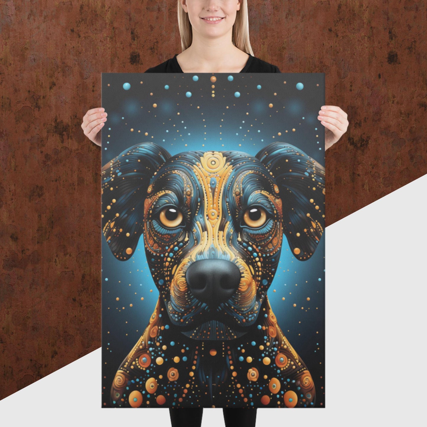 Dot Art Dog Canvas Poster