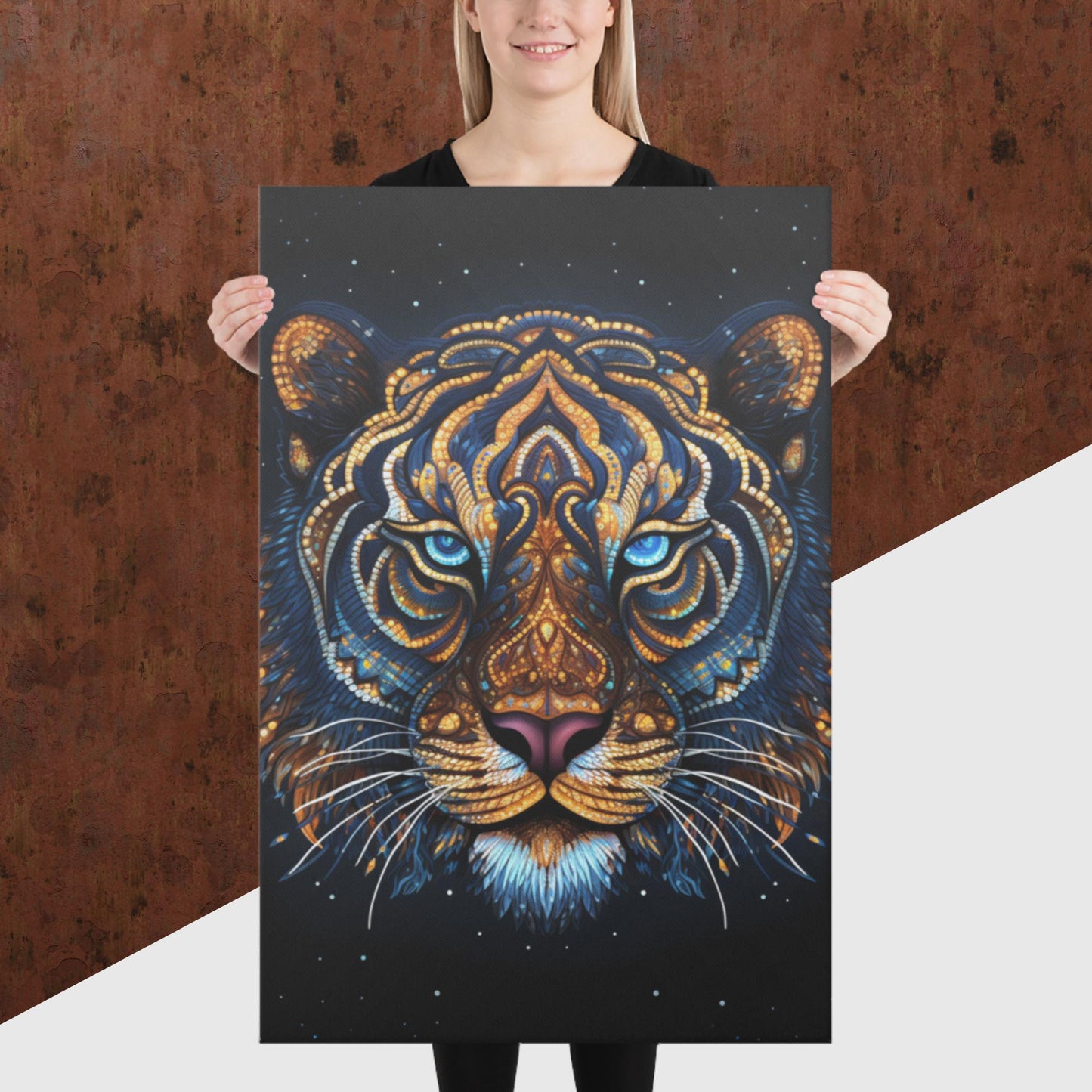 Dot Art Tiger Canvas Poster