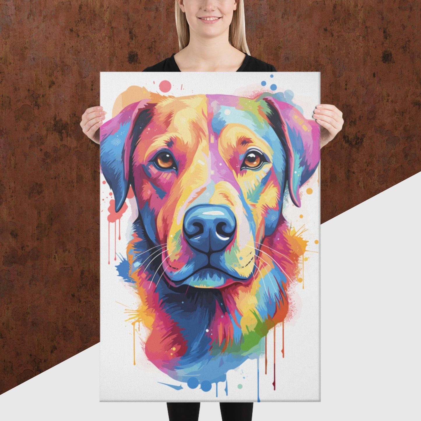 Rainbow Paint Dog Canvas Poster