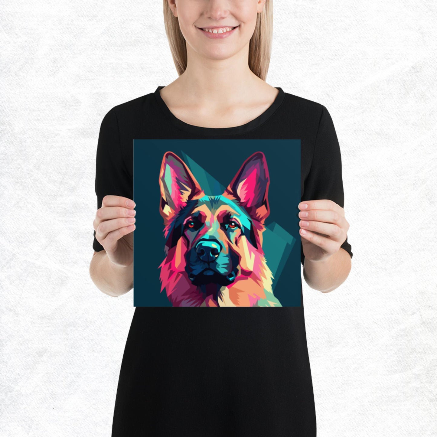 Green and Pink Dog Paper Poster
