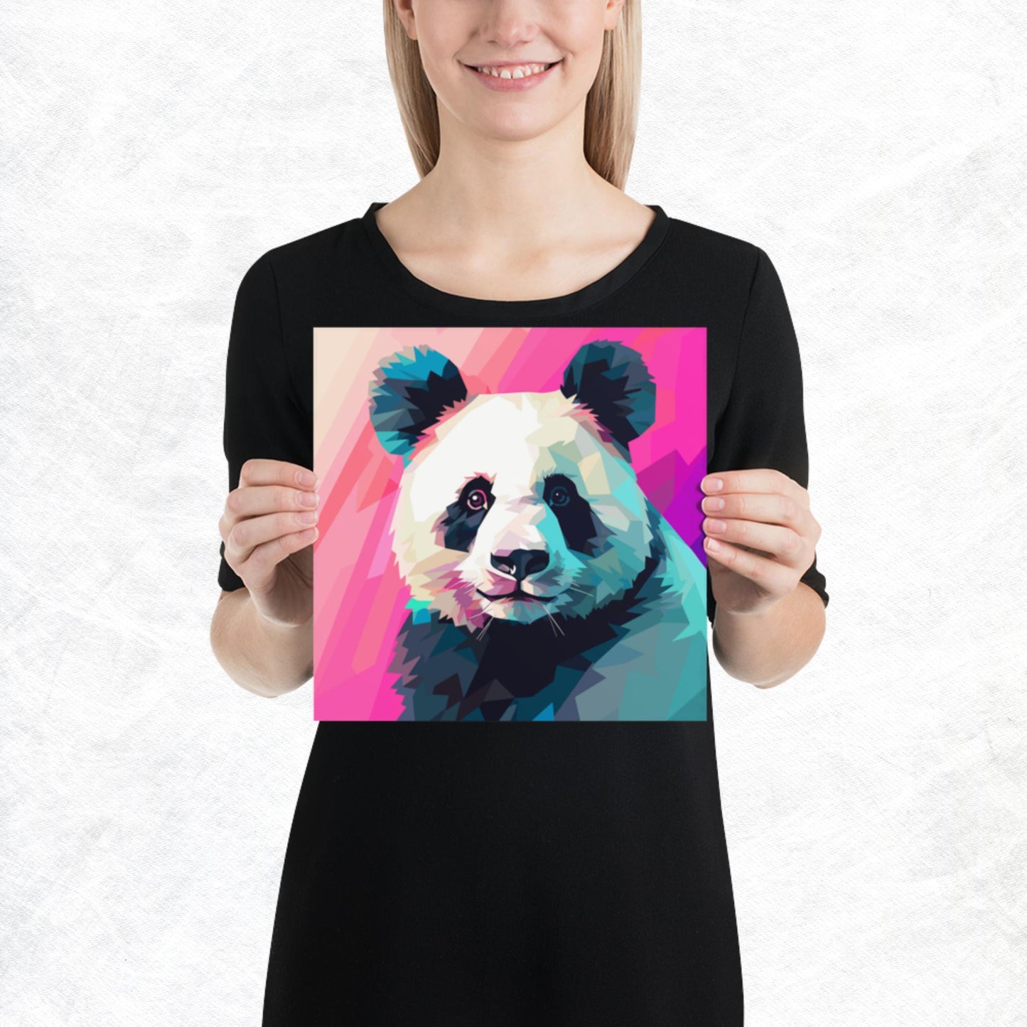 Green and Pink Panda Paper Poster