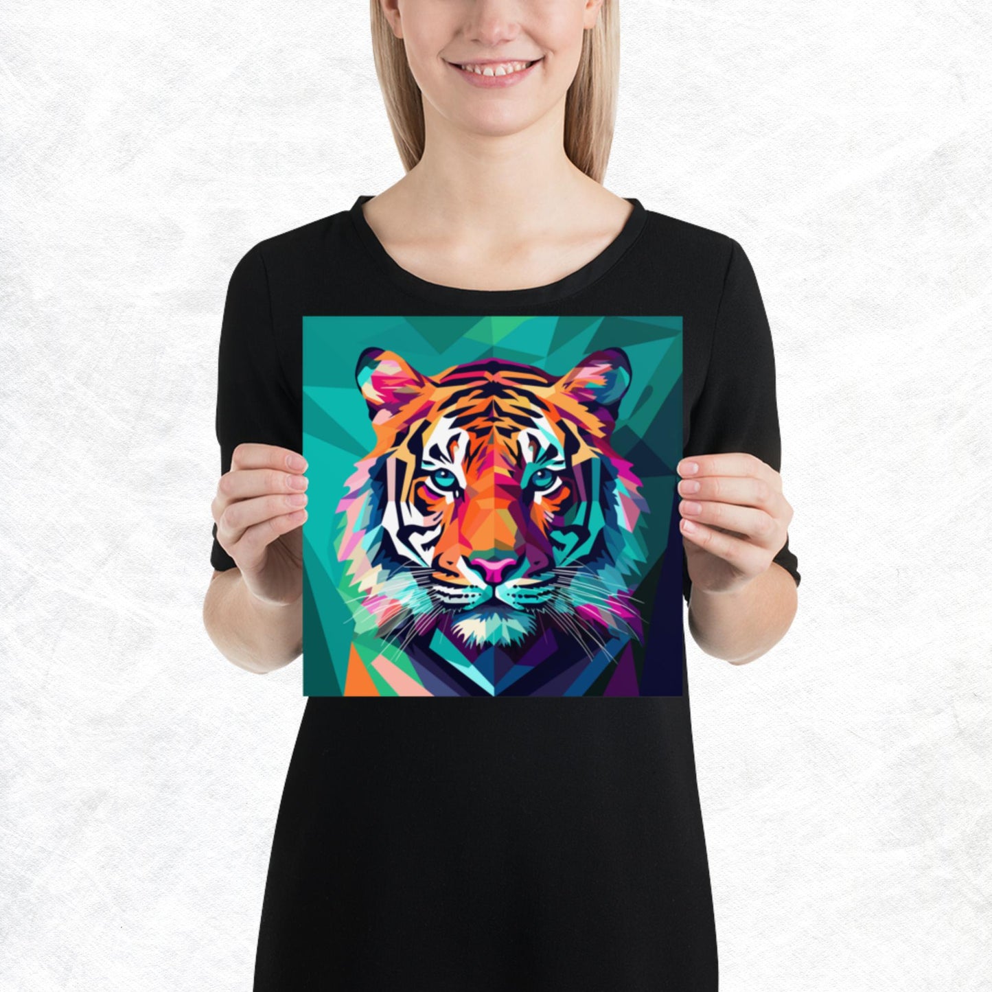 Green and Pink Tiger Paper Poster