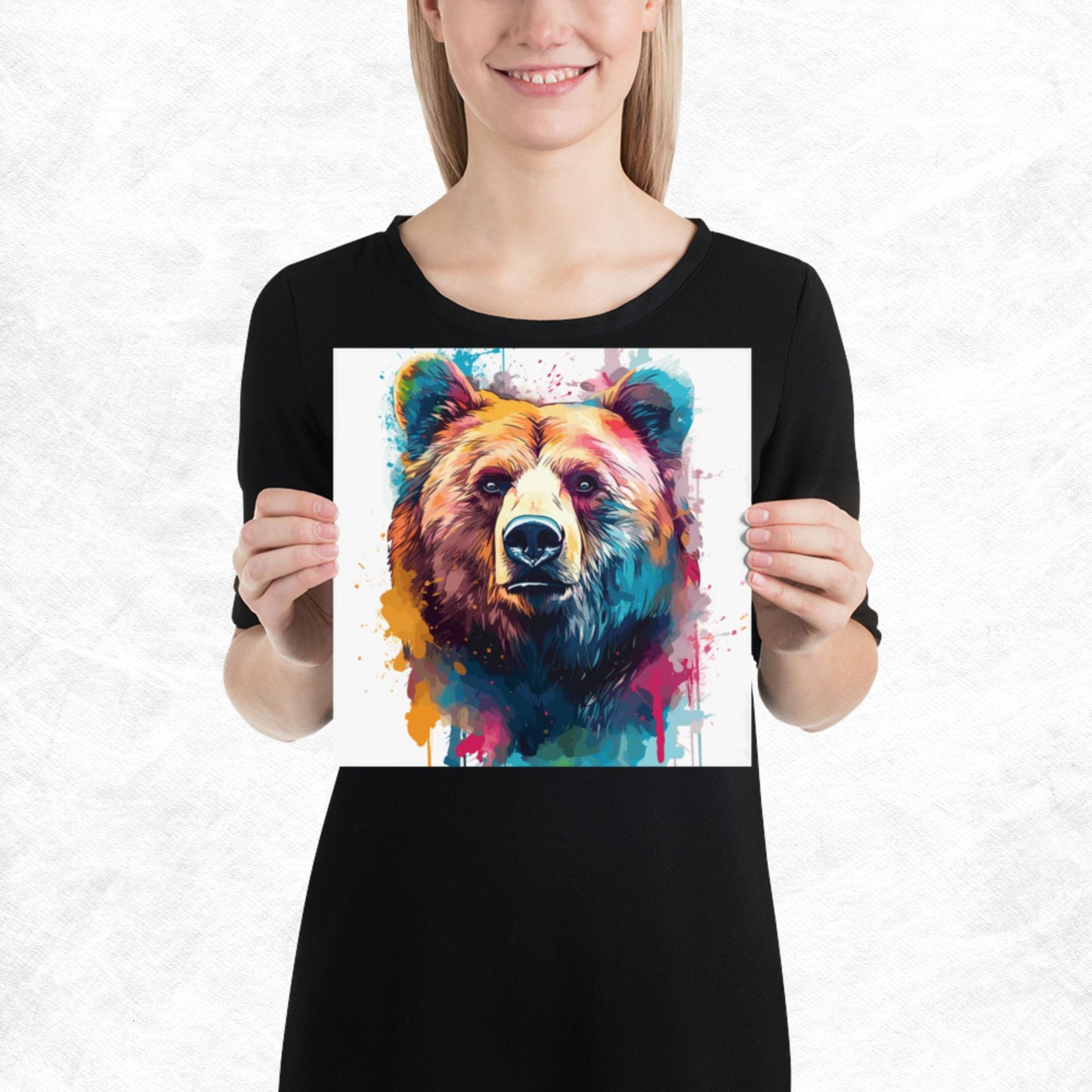 Rainbow Paint Bear Paper Poster