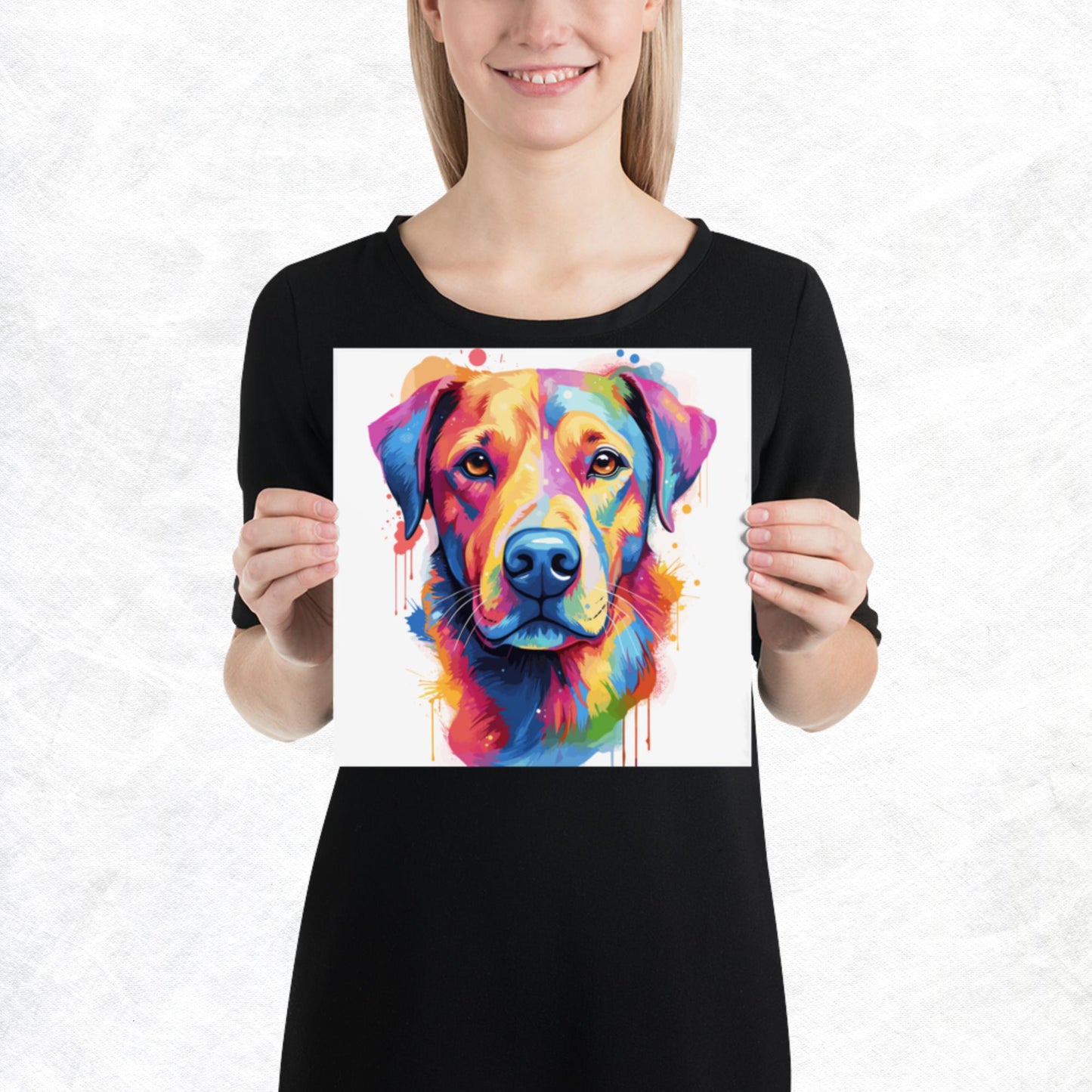 Rainbow Paint Dog Paper Poster