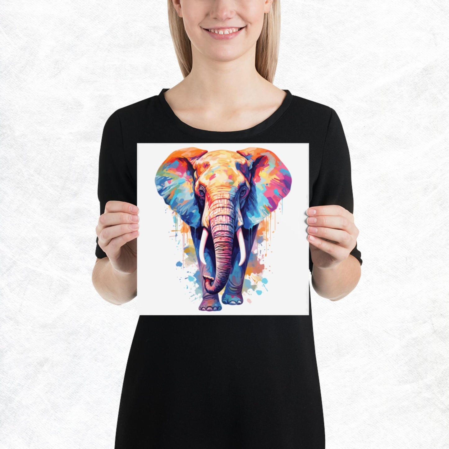 Rainbow Paint Elephant Paper Poster