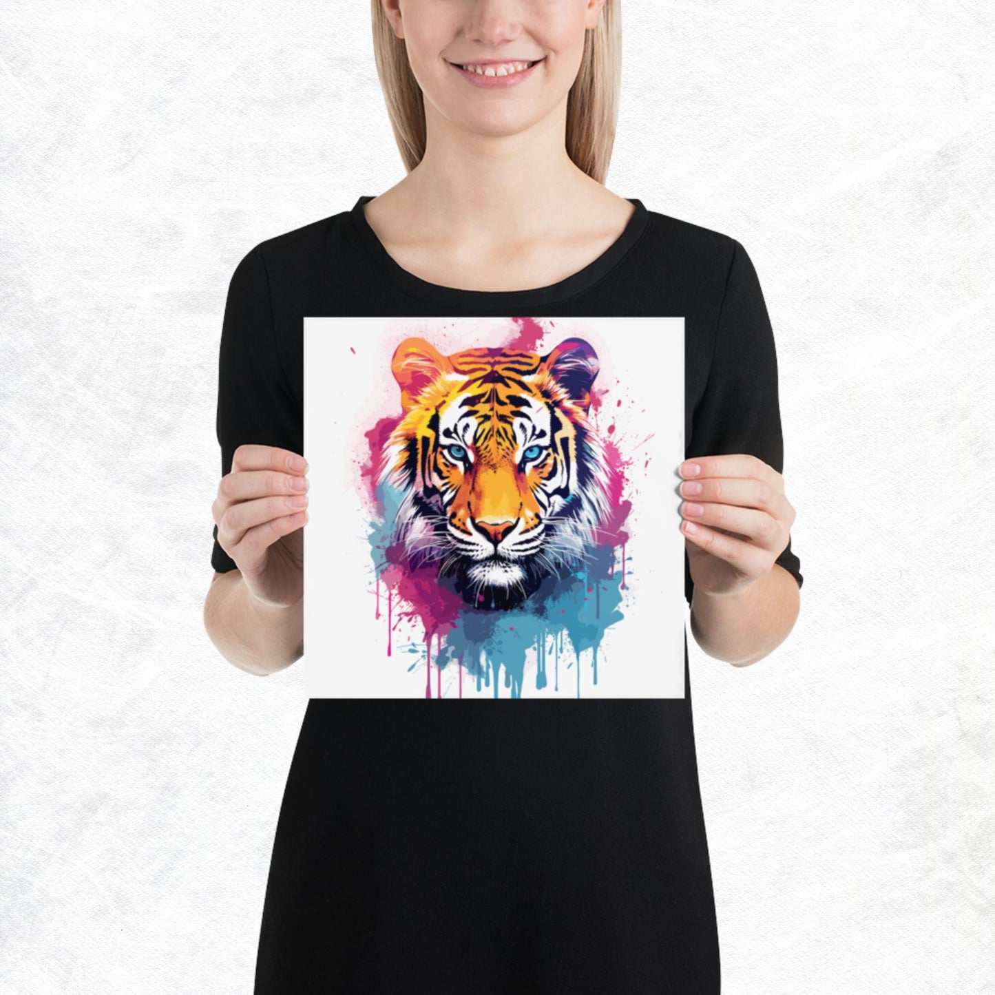 Rainbow Paint Tiger Paper Poster
