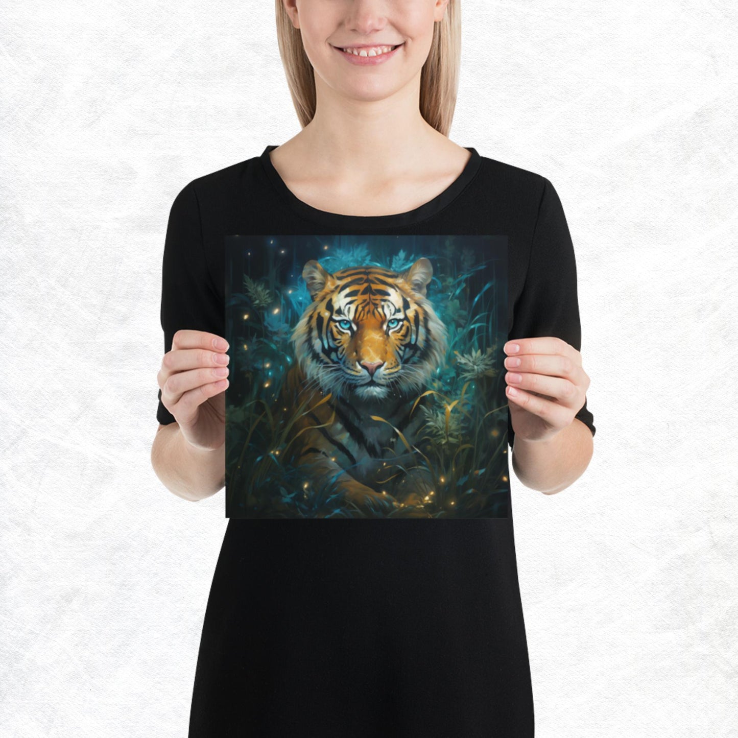 Dark Turquoise Tiger Paper Poster