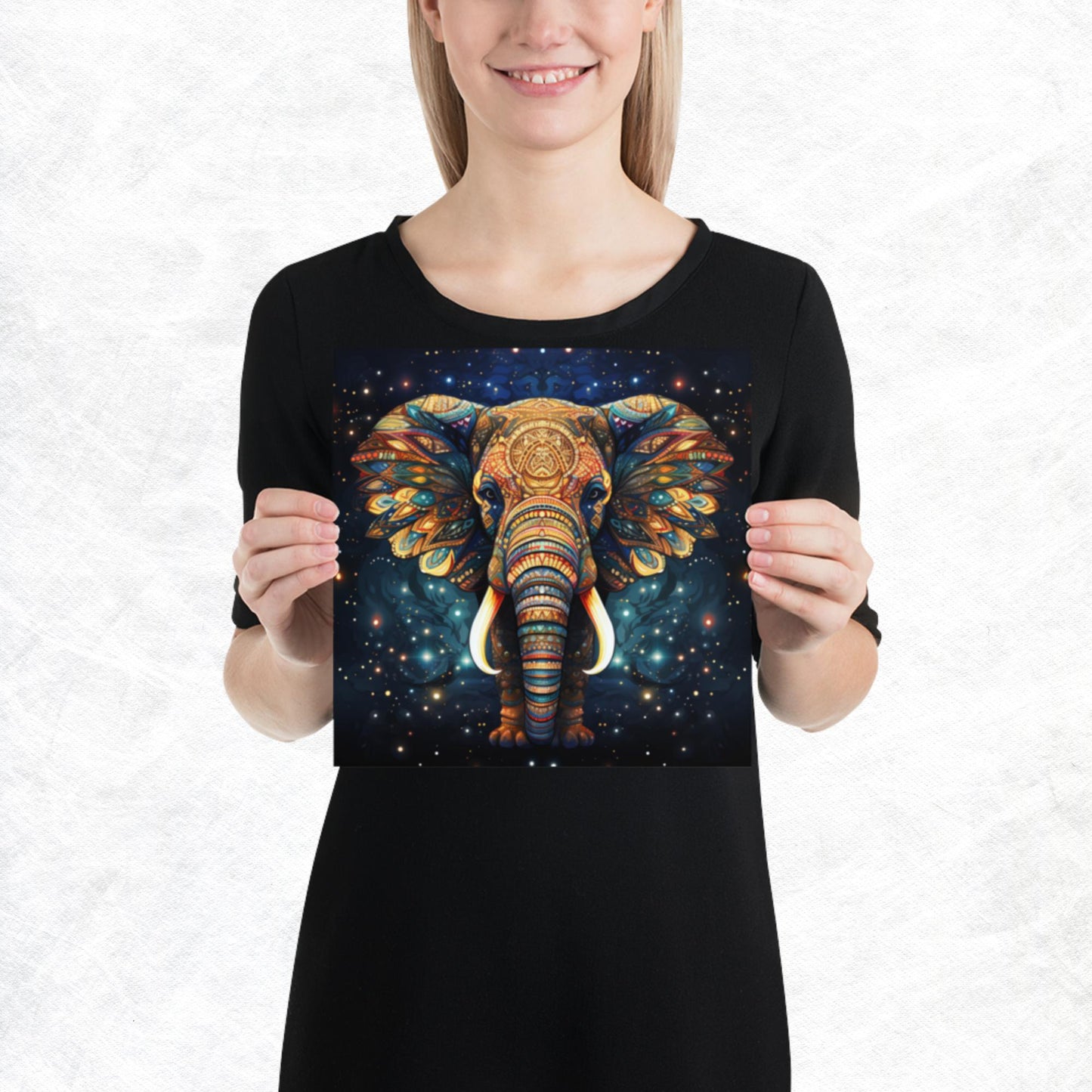 Dot Art Elephant Paper Poster